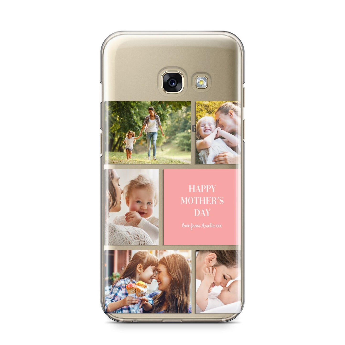 Mothers Day Photo Collage Samsung Galaxy A3 2017 Case on gold phone