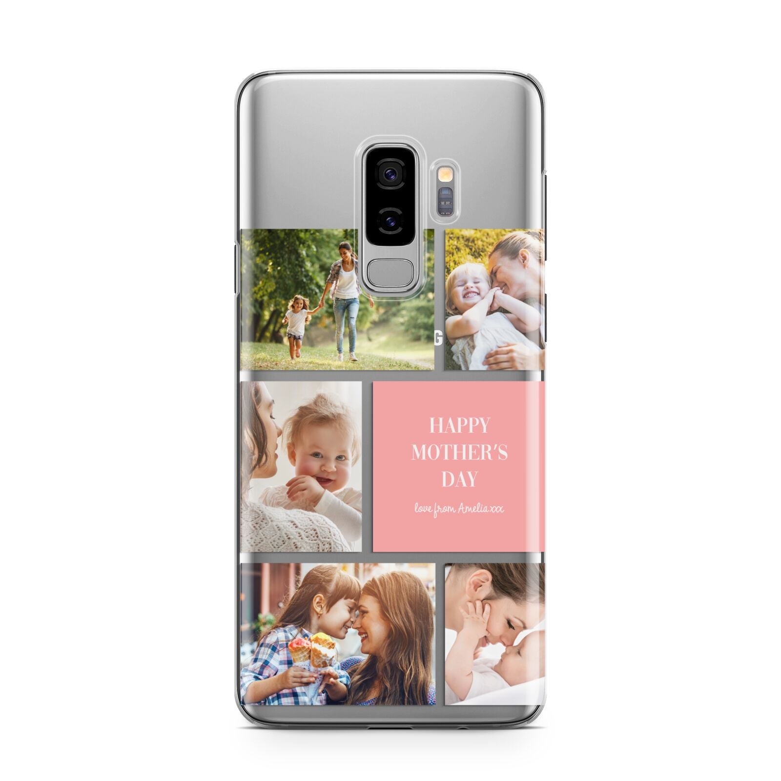 Mothers Day Photo Collage Samsung Galaxy S9 Plus Case on Silver phone