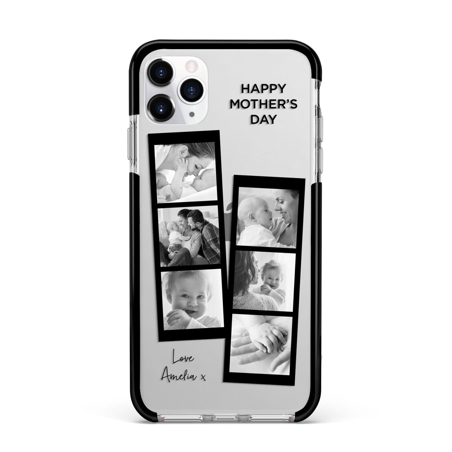 Mothers Day Photo Strip Apple iPhone 11 Pro Max in Silver with Black Impact Case