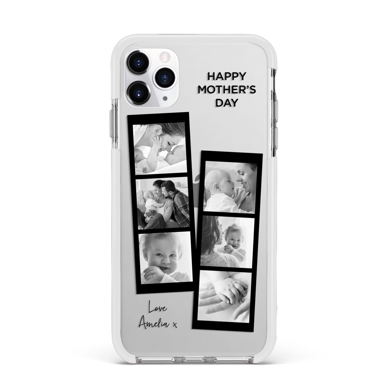 Mothers Day Photo Strip Apple iPhone 11 Pro Max in Silver with White Impact Case