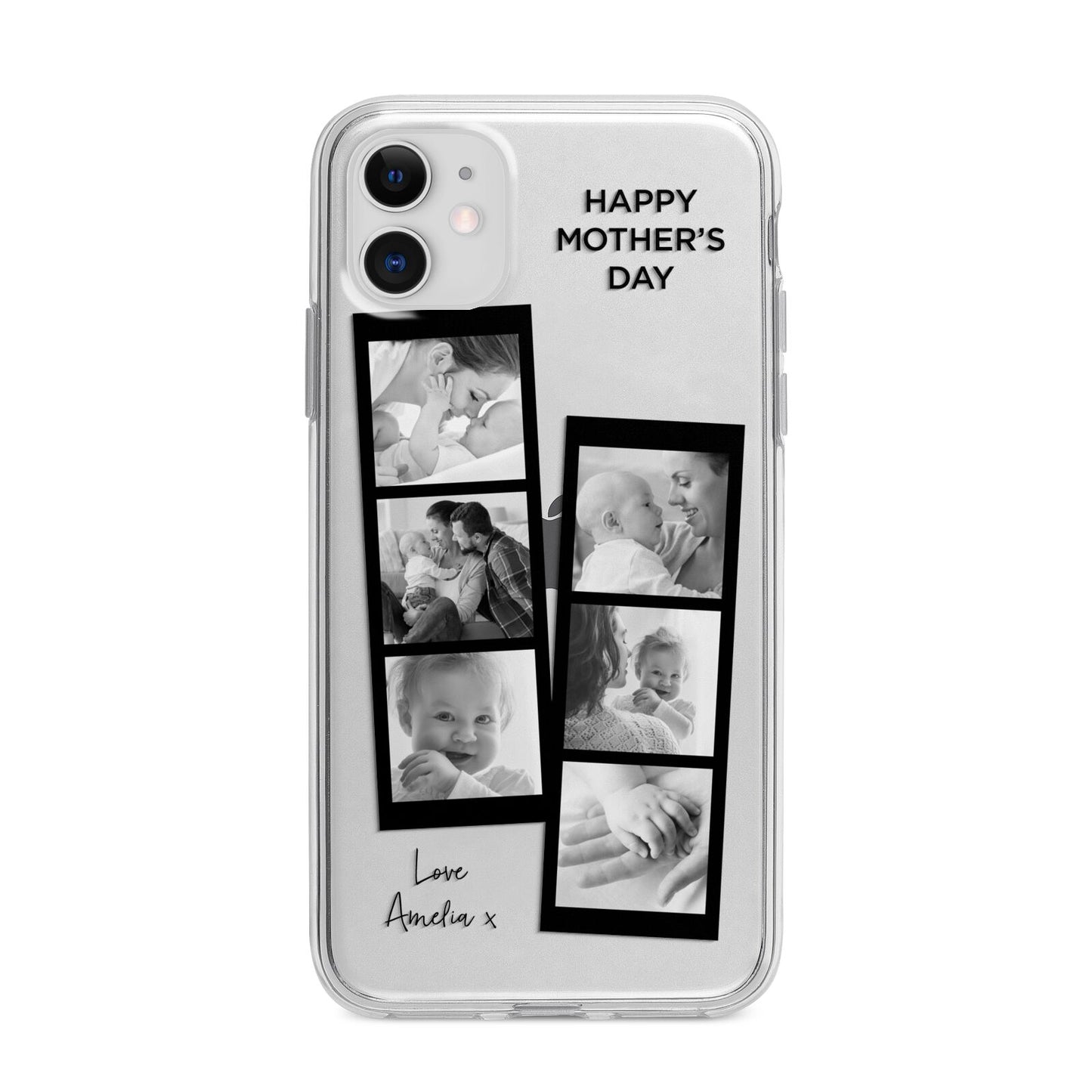 Mothers Day Photo Strip Apple iPhone 11 in White with Bumper Case