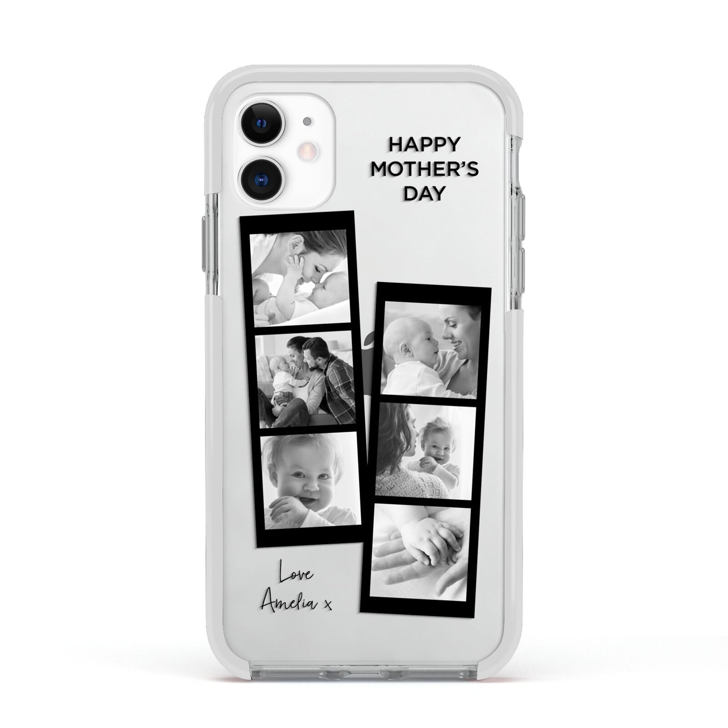 Mothers Day Photo Strip Apple iPhone 11 in White with White Impact Case