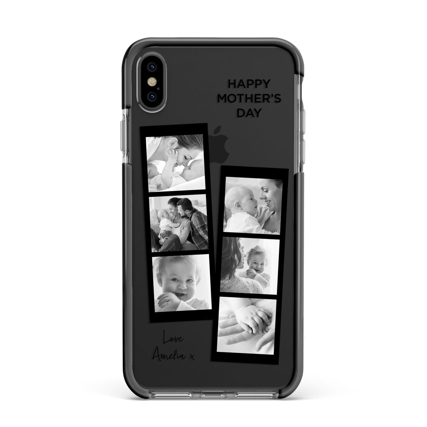 Mothers Day Photo Strip Apple iPhone Xs Max Impact Case Black Edge on Black Phone