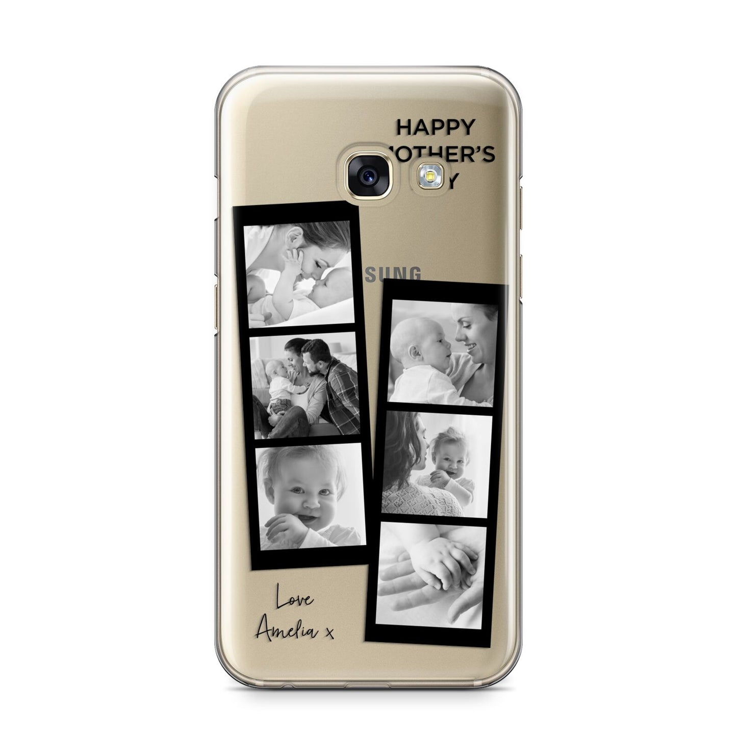 Mothers Day Photo Strip Samsung Galaxy A3 2017 Case on gold phone