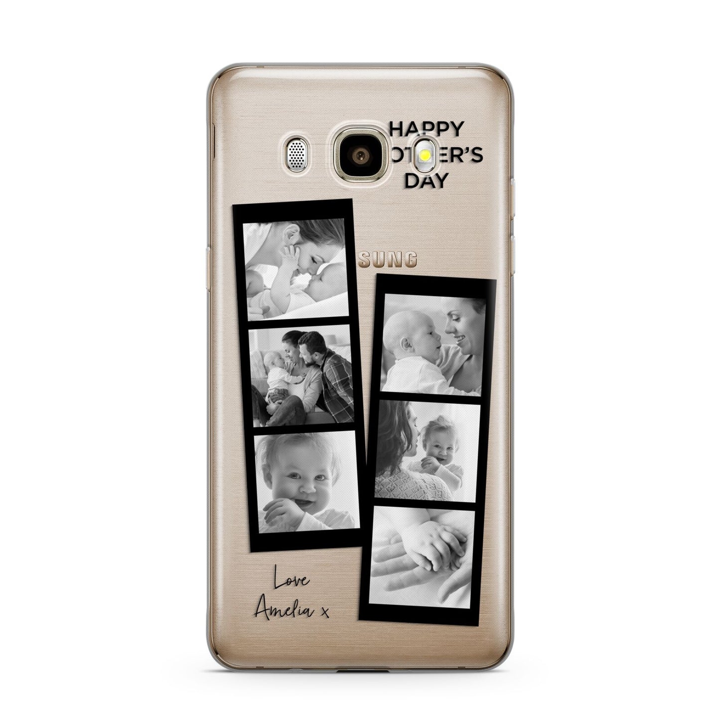 Mothers Day Photo Strip Samsung Galaxy J7 2016 Case on gold phone