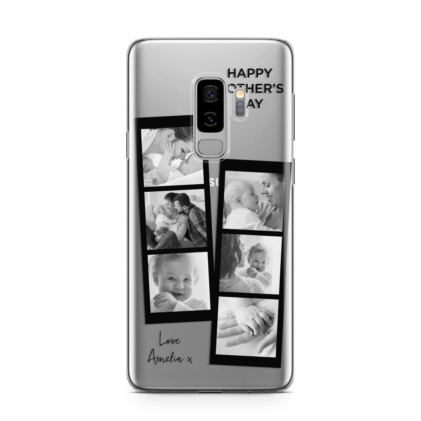 Mothers Day Photo Strip Samsung Galaxy S9 Plus Case on Silver phone