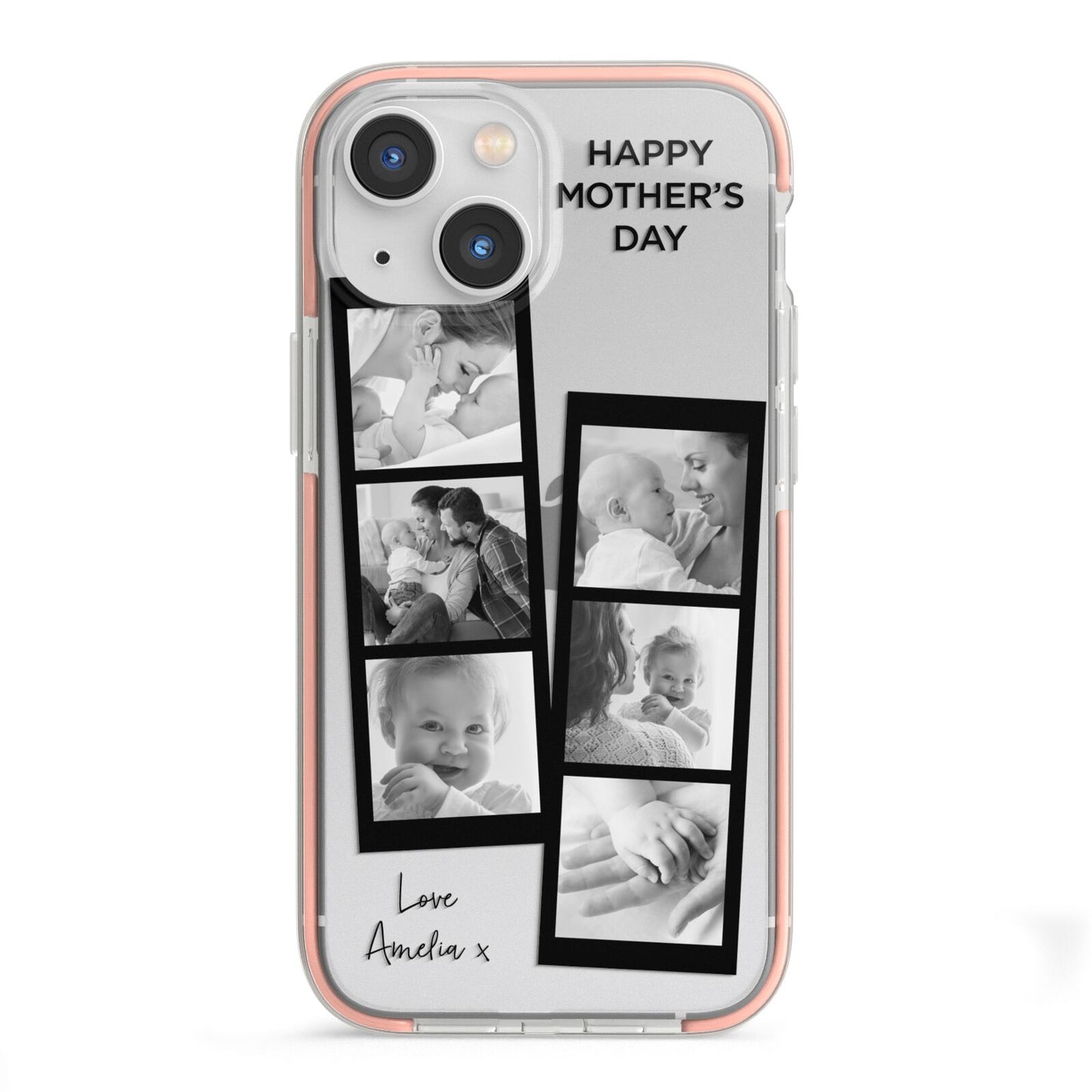 Mothers Day Photo Strip iPhone 13 Mini TPU Impact Case with Pink Edges