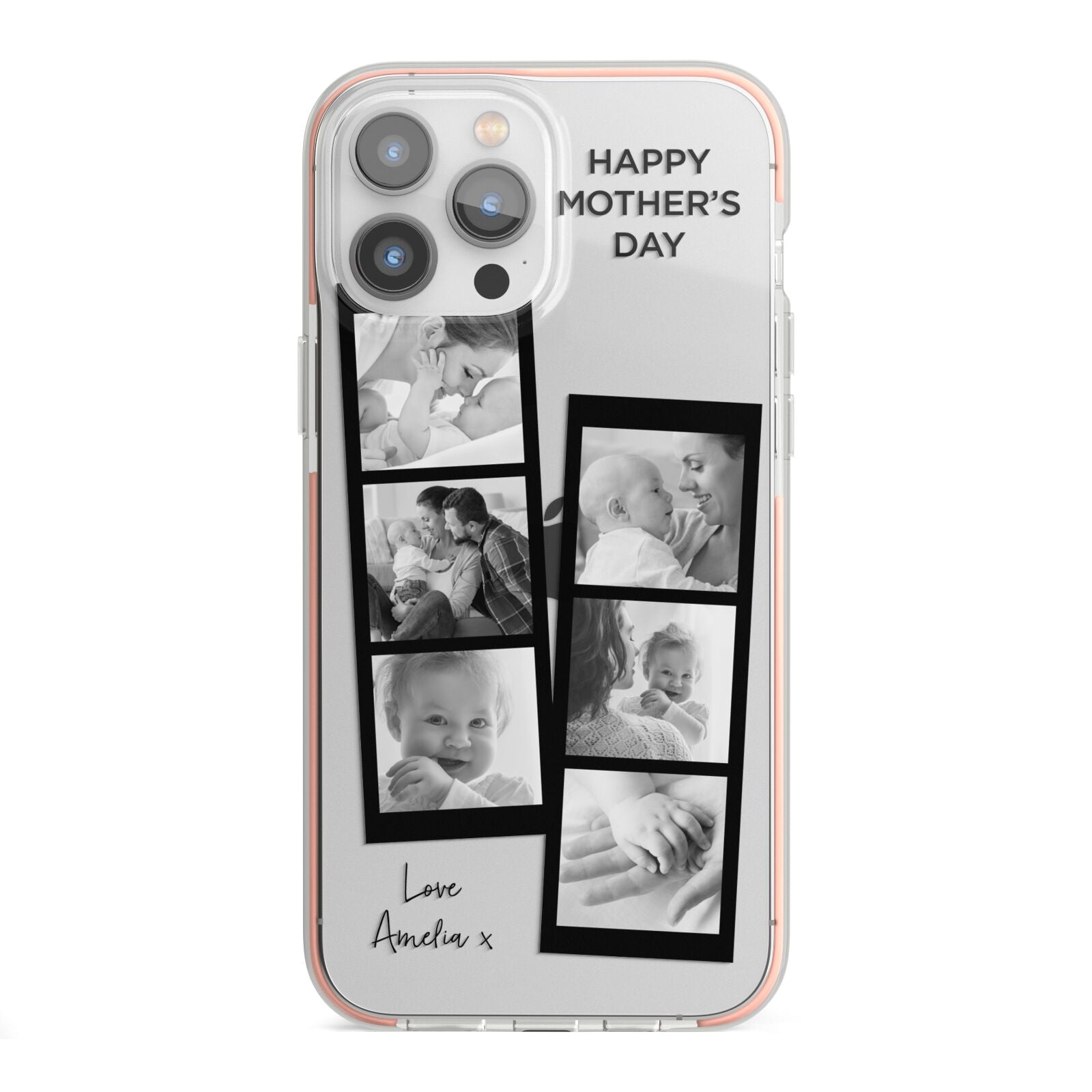 Mothers Day Photo Strip iPhone 13 Pro Max TPU Impact Case with Pink Edges