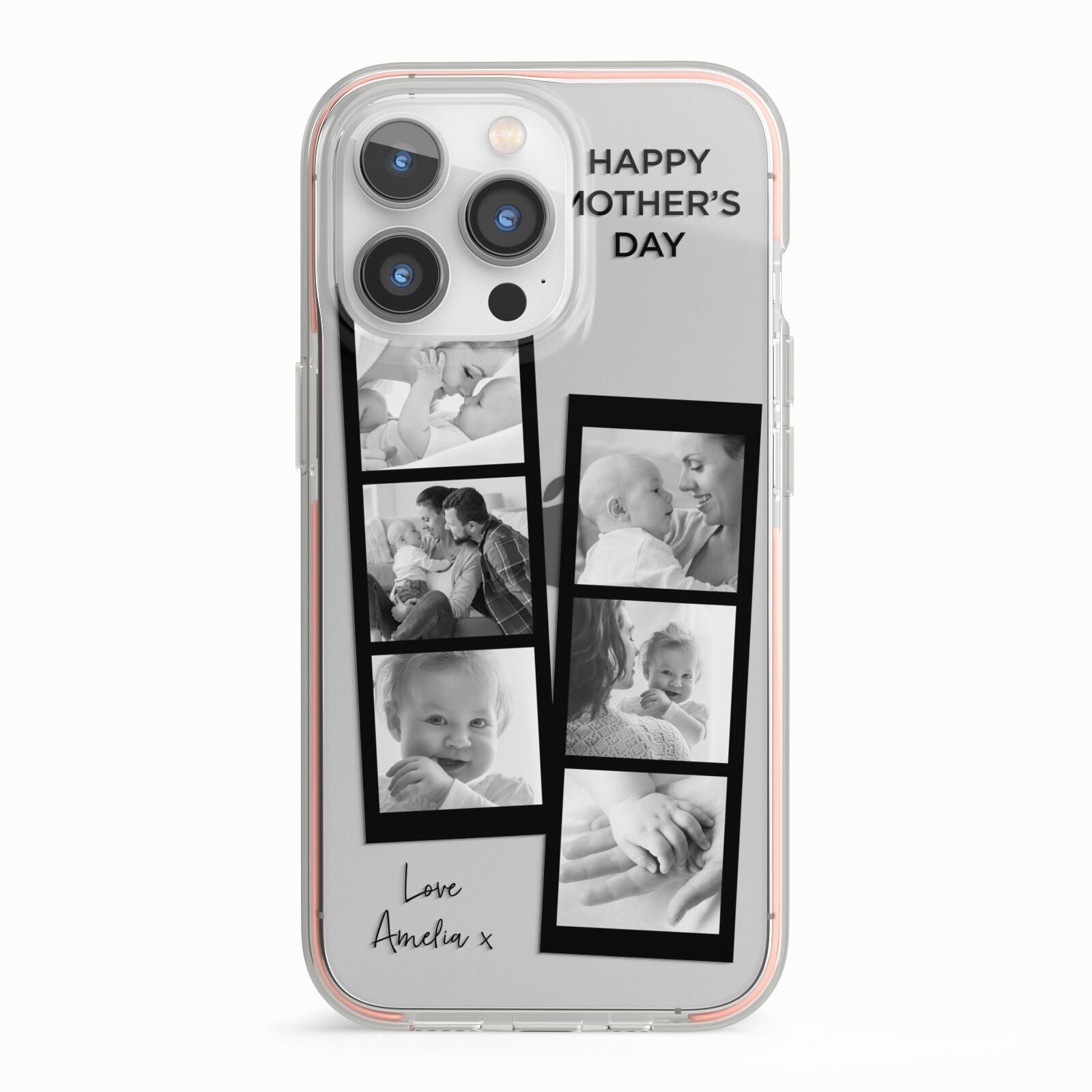 Mothers Day Photo Strip iPhone 13 Pro TPU Impact Case with Pink Edges
