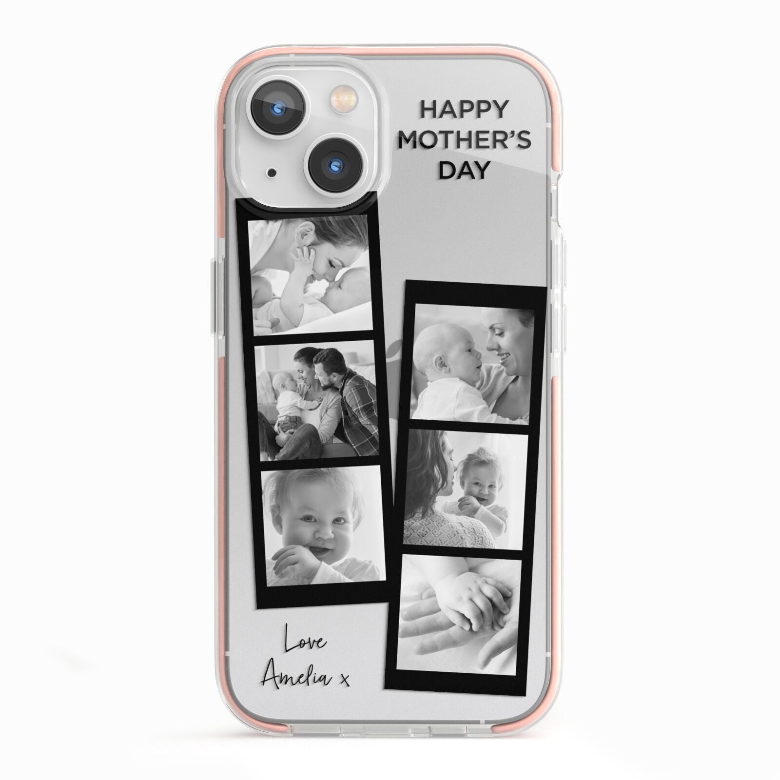 Mothers Day Photo Strip iPhone 13 TPU Impact Case with Pink Edges