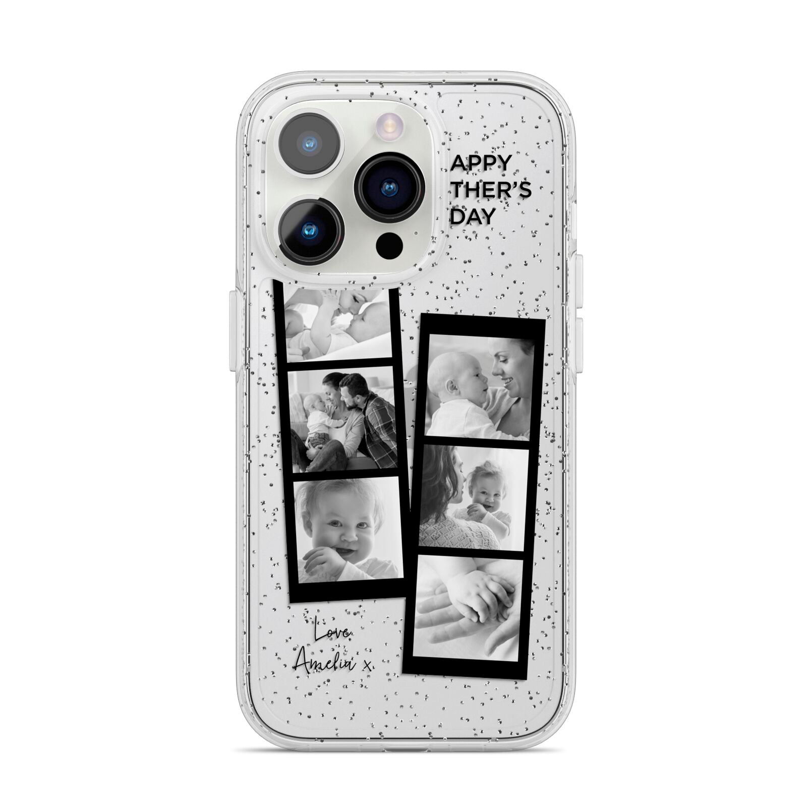 Mothers Day Photo Strip iPhone 14 Pro Glitter Tough Case Silver