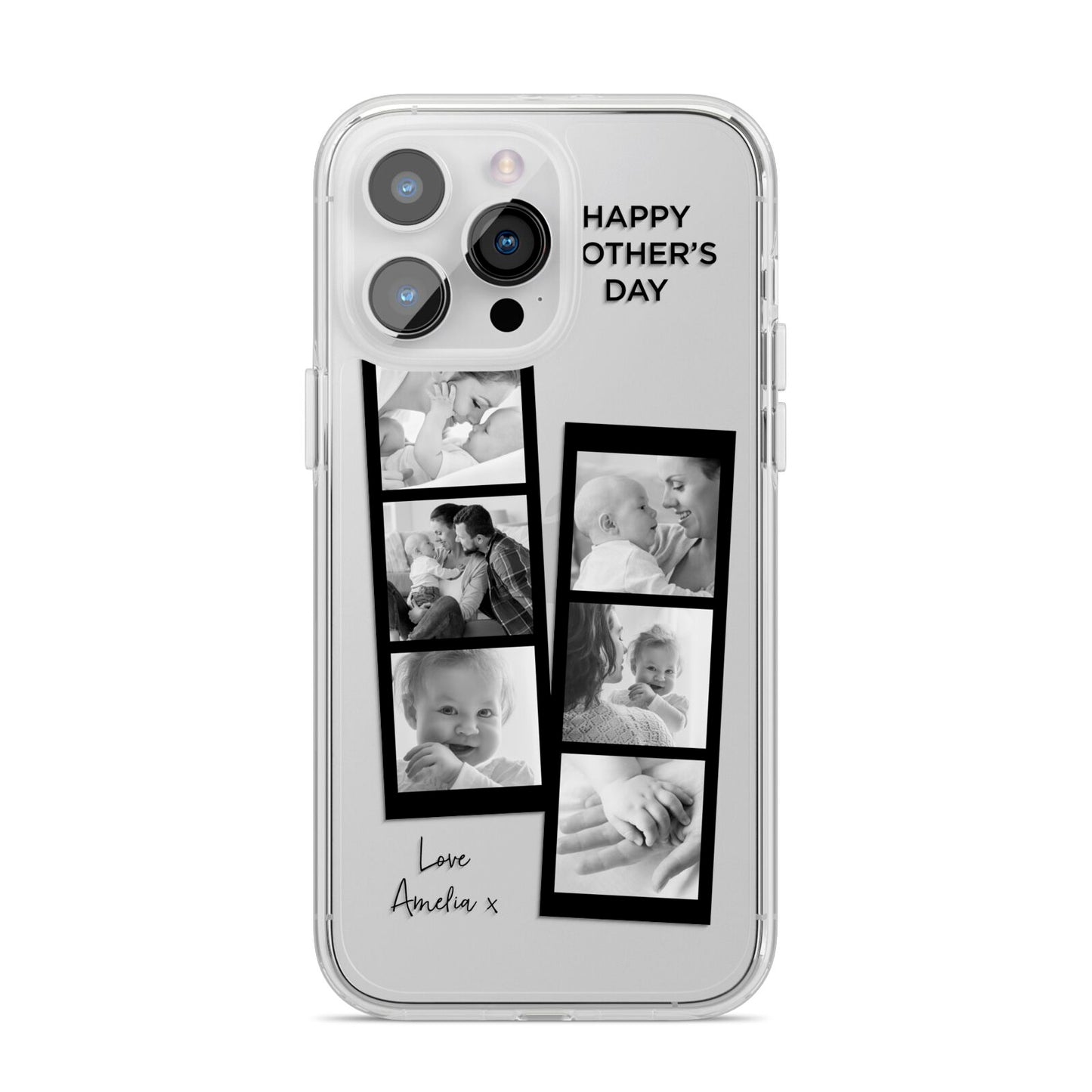 Mothers Day Photo Strip iPhone 14 Pro Max Clear Tough Case Silver