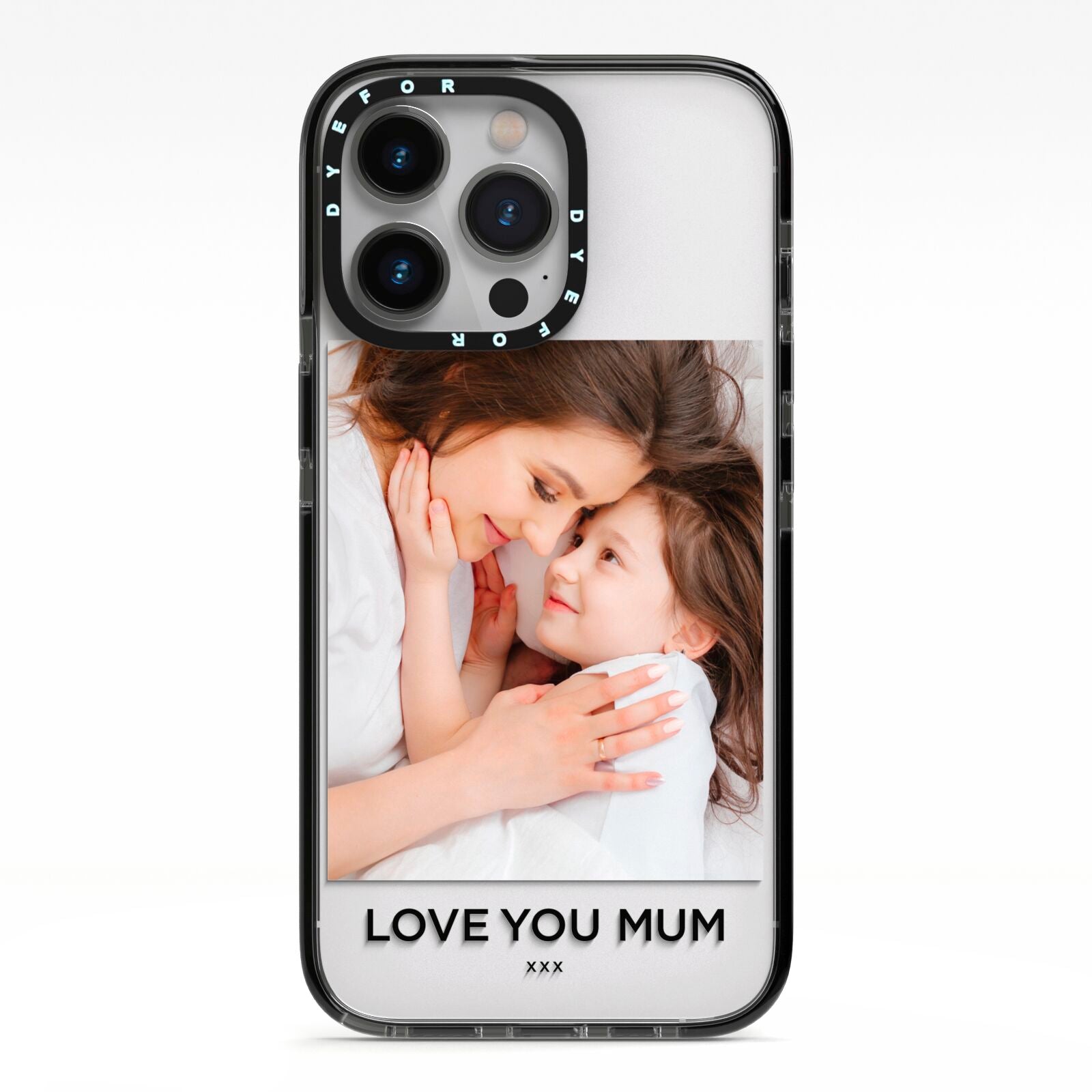 Mothers Day Photo iPhone 13 Pro Black Impact Case on Silver phone