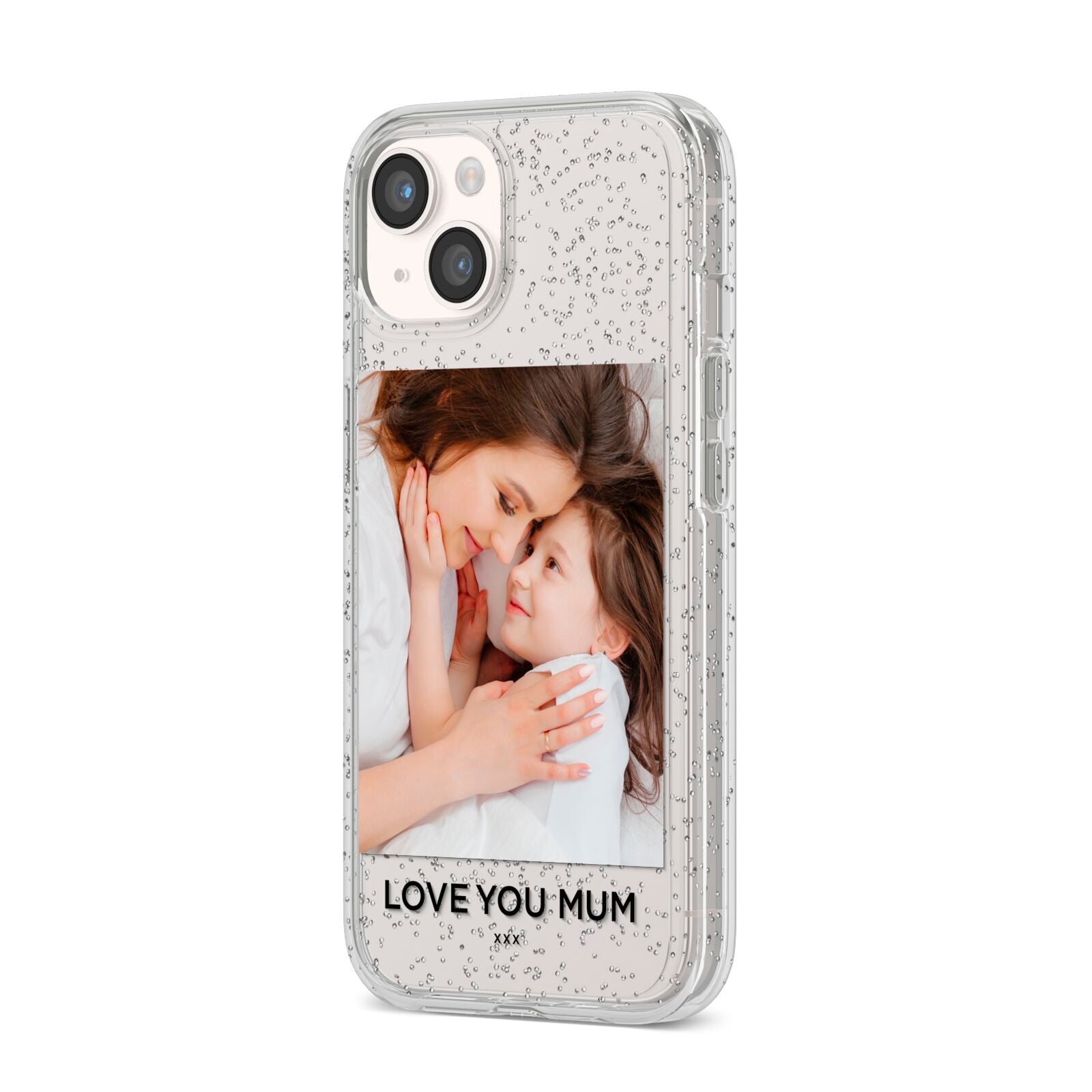 Mothers Day Photo iPhone 14 Glitter Tough Case Starlight Angled Image