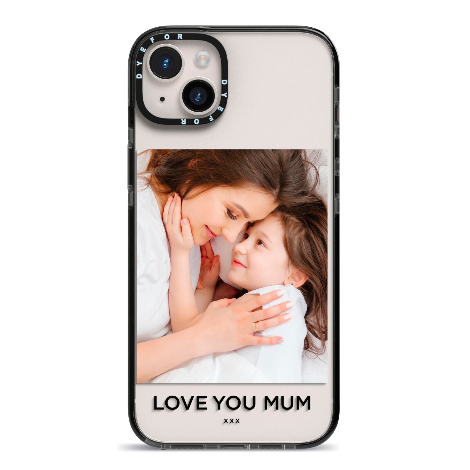 Mothers Day Photo iPhone 14 Plus Black Impact Case on Silver phone