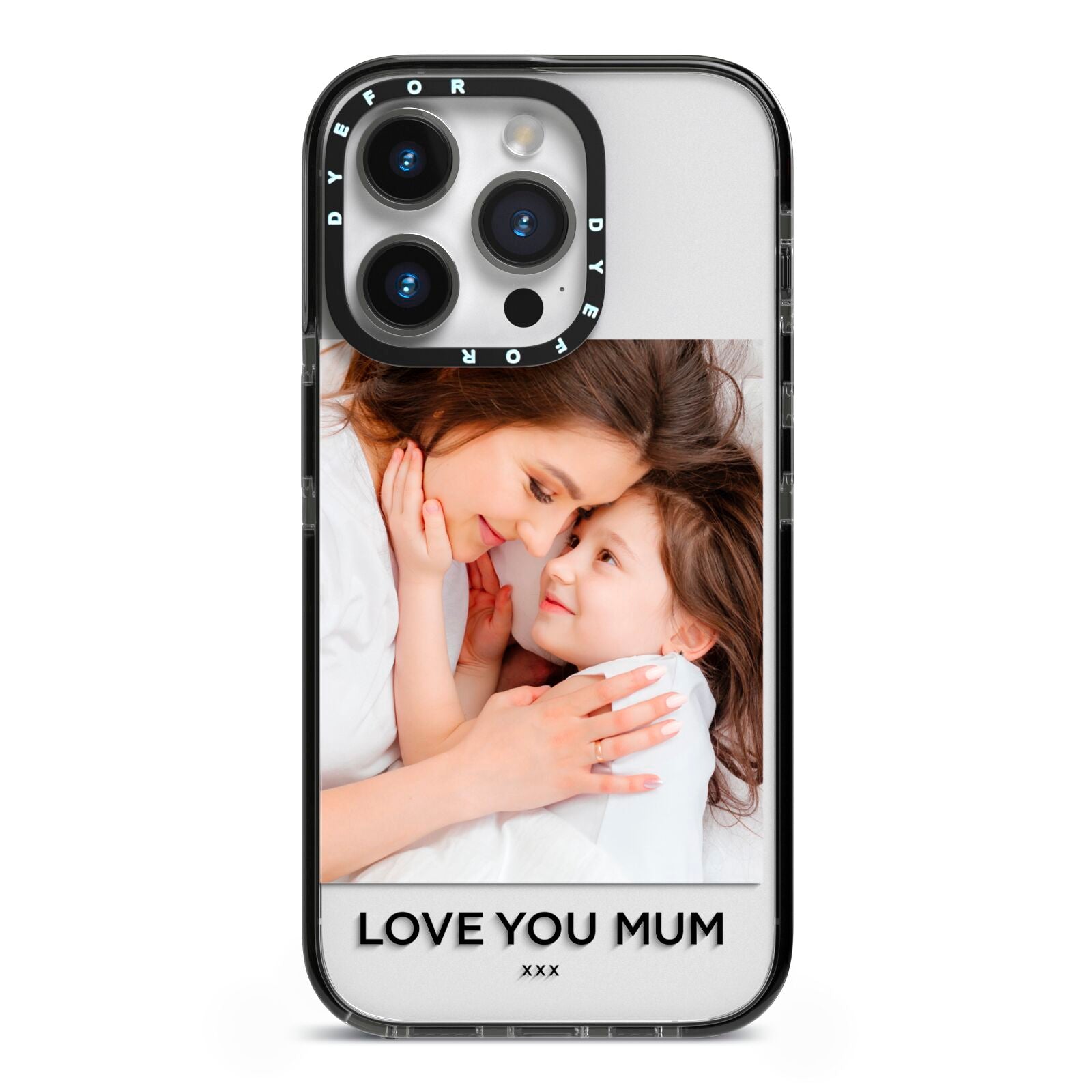 Mothers Day Photo iPhone 14 Pro Black Impact Case on Silver phone