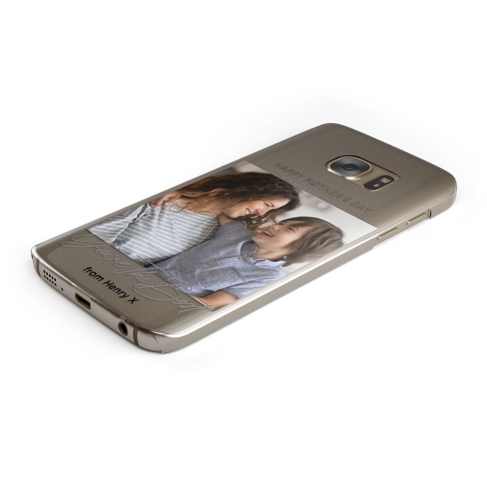 Mothers Day Photo with Name Protective Samsung Galaxy Case Angled Image