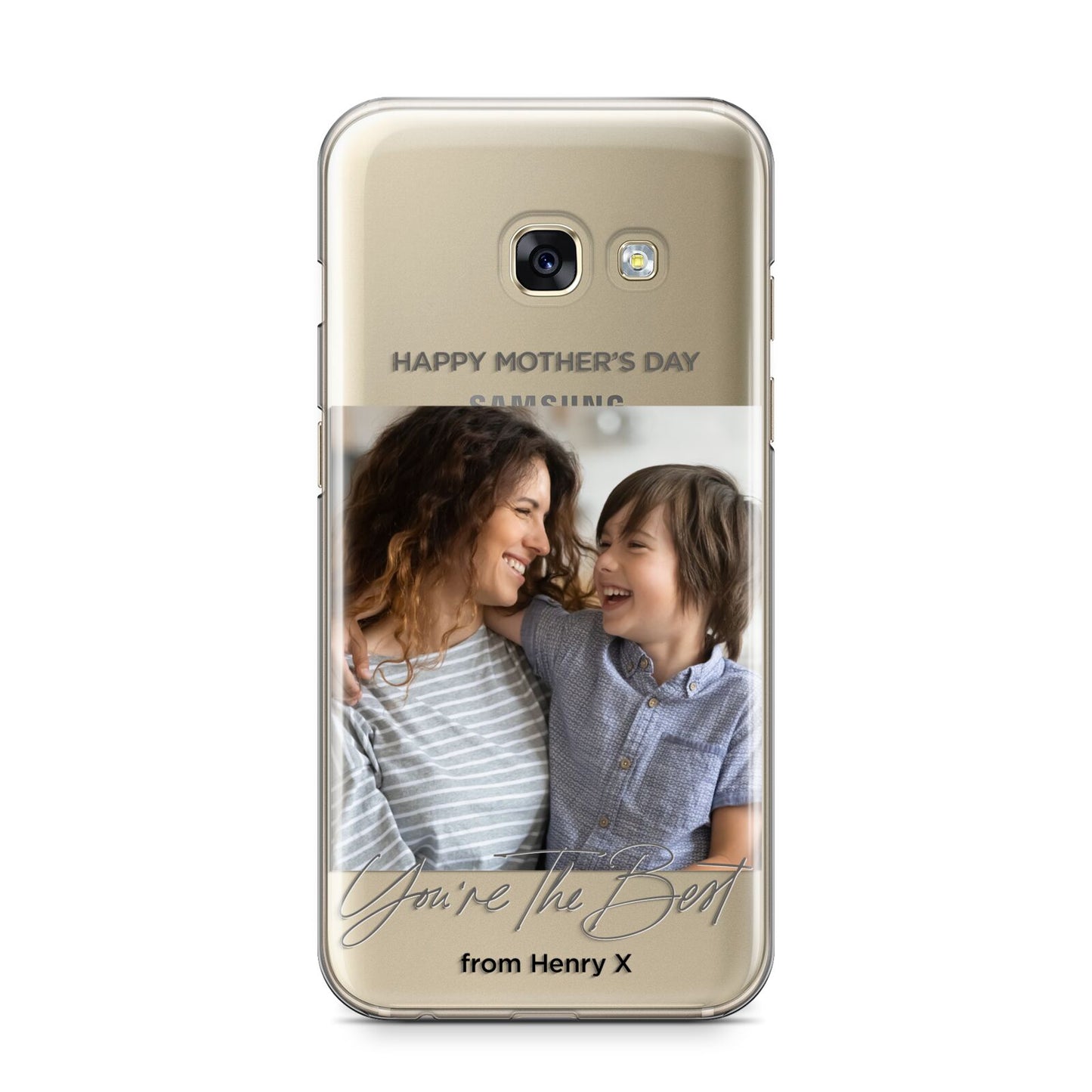 Mothers Day Photo with Name Samsung Galaxy A3 2017 Case on gold phone