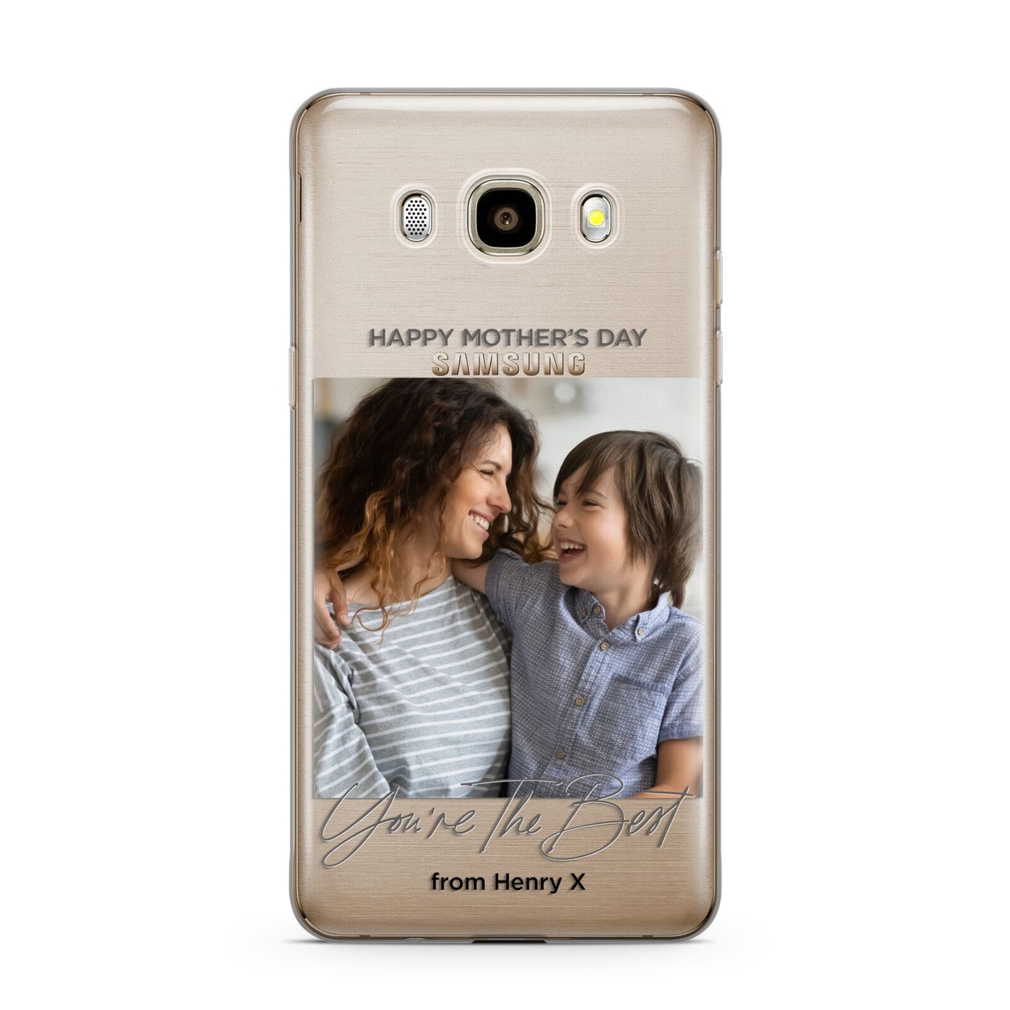 Mothers Day Photo with Name Samsung Galaxy J7 2016 Case on gold phone