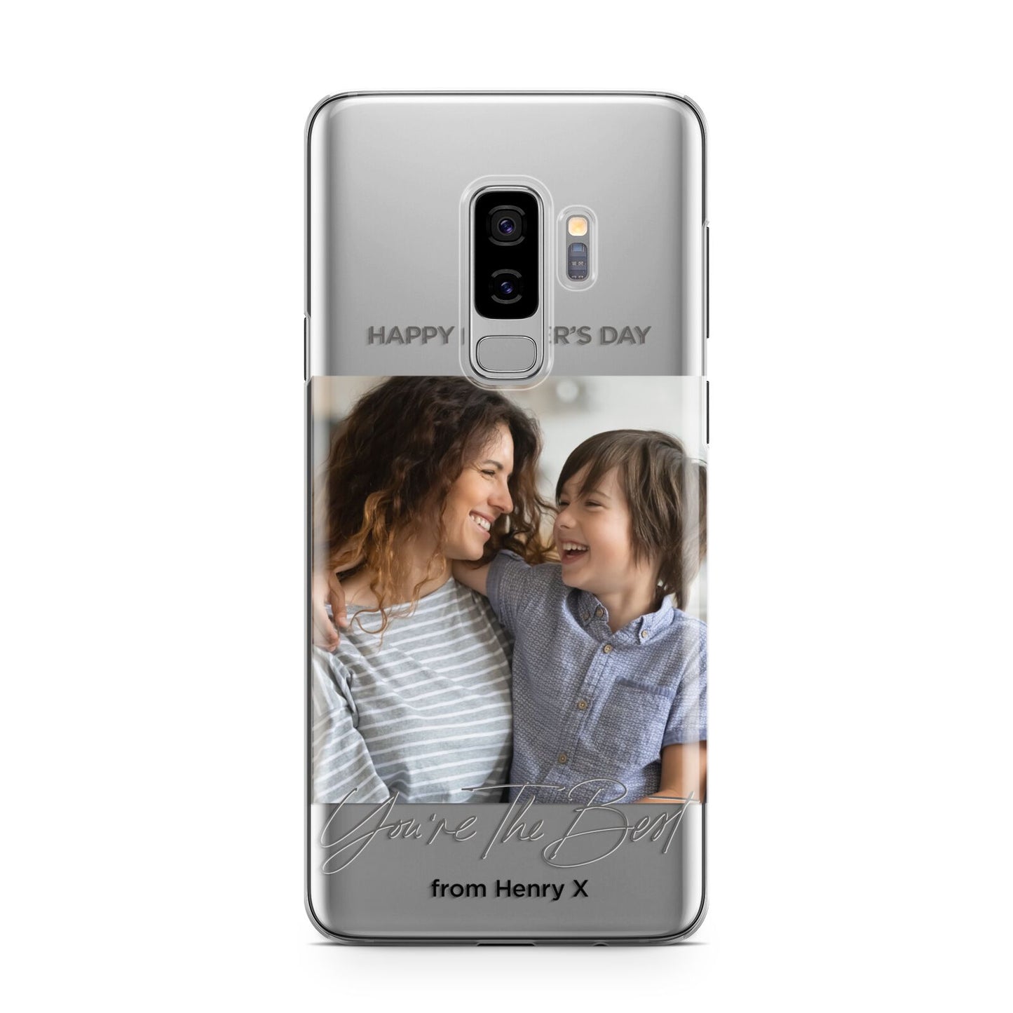 Mothers Day Photo with Name Samsung Galaxy S9 Plus Case on Silver phone