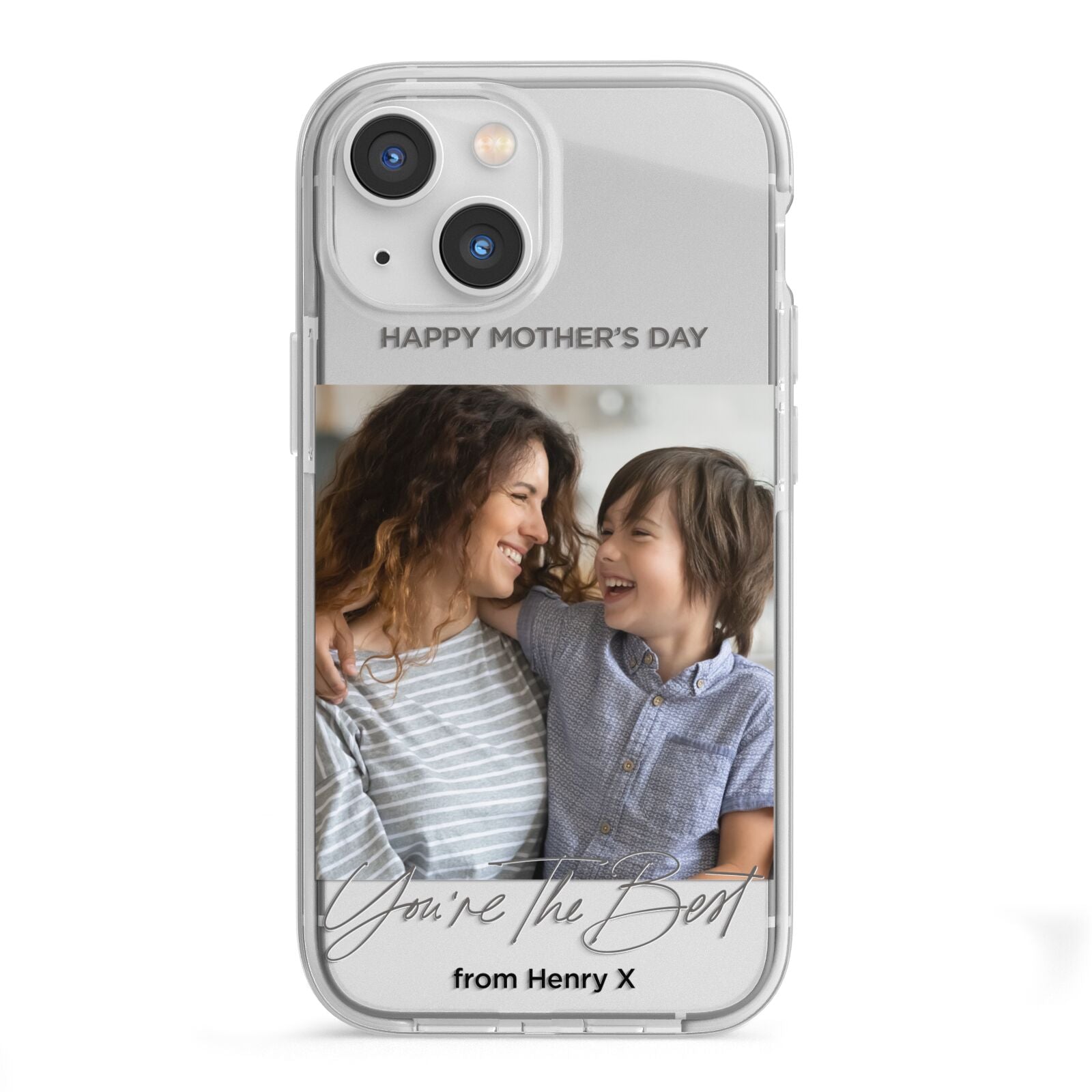 Mothers Day Photo with Name iPhone 13 Mini TPU Impact Case with White Edges