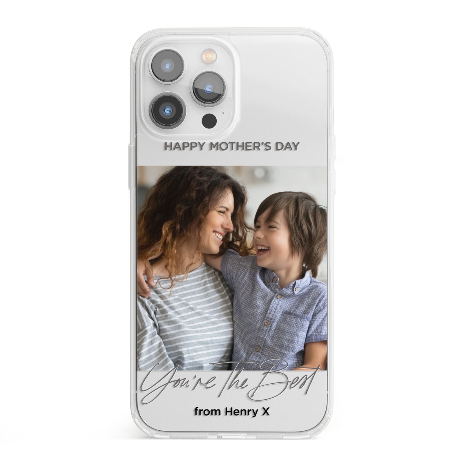 Mothers Day Photo with Name iPhone 13 Pro Max Clear Bumper Case