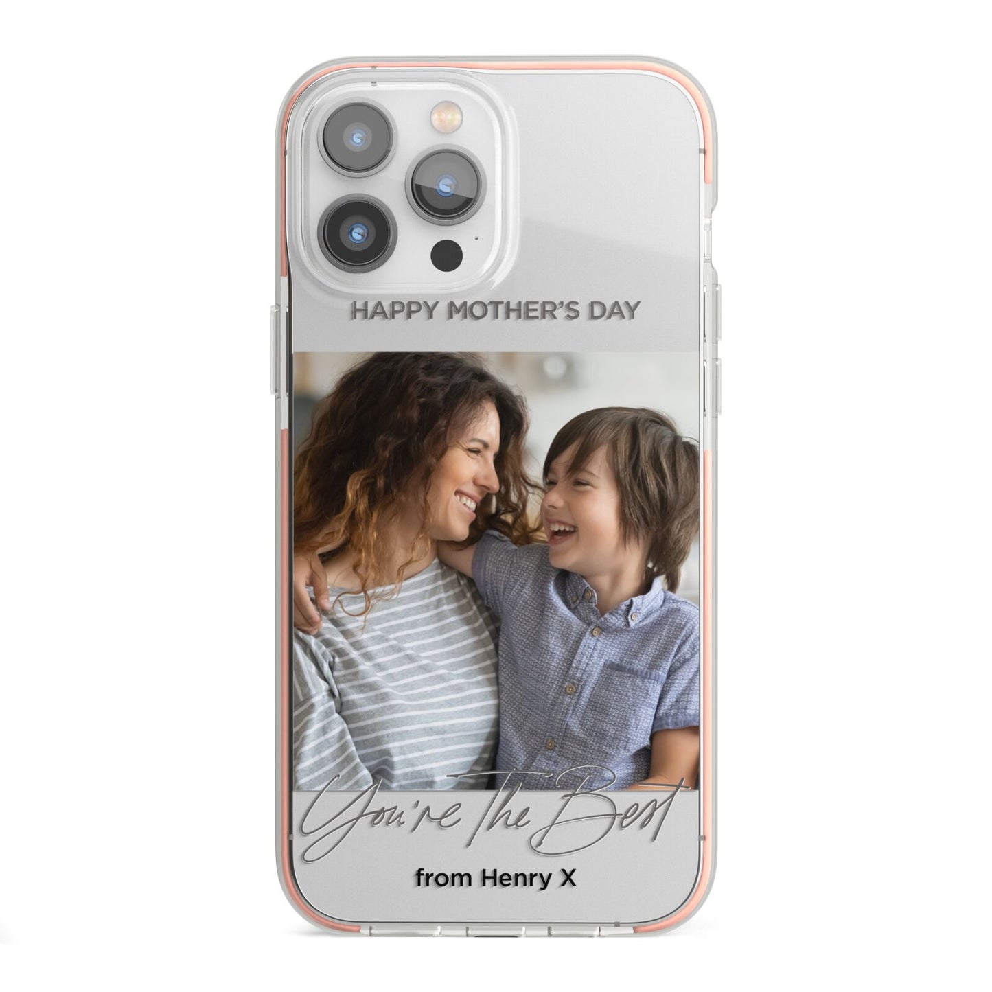 Mothers Day Photo with Name iPhone 13 Pro Max TPU Impact Case with Pink Edges