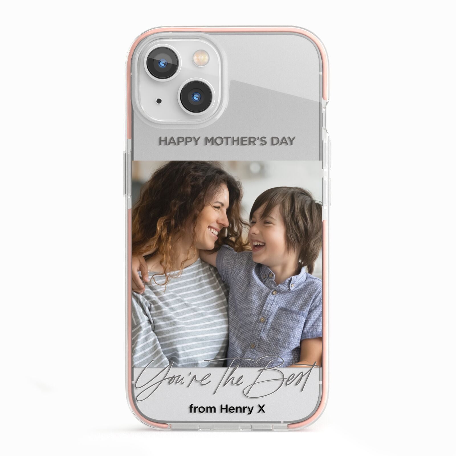 Mothers Day Photo with Name iPhone 13 TPU Impact Case with Pink Edges