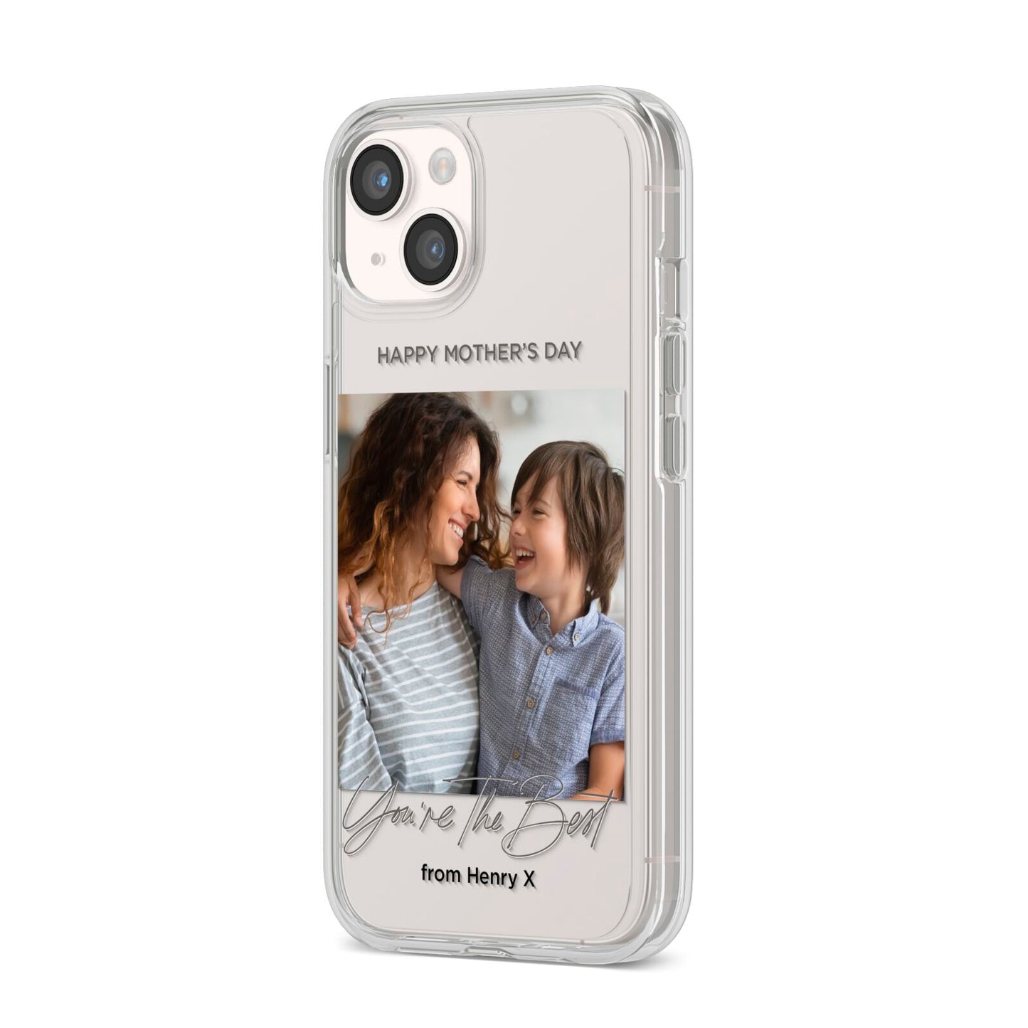 Mothers Day Photo with Name iPhone 14 Clear Tough Case Starlight Angled Image