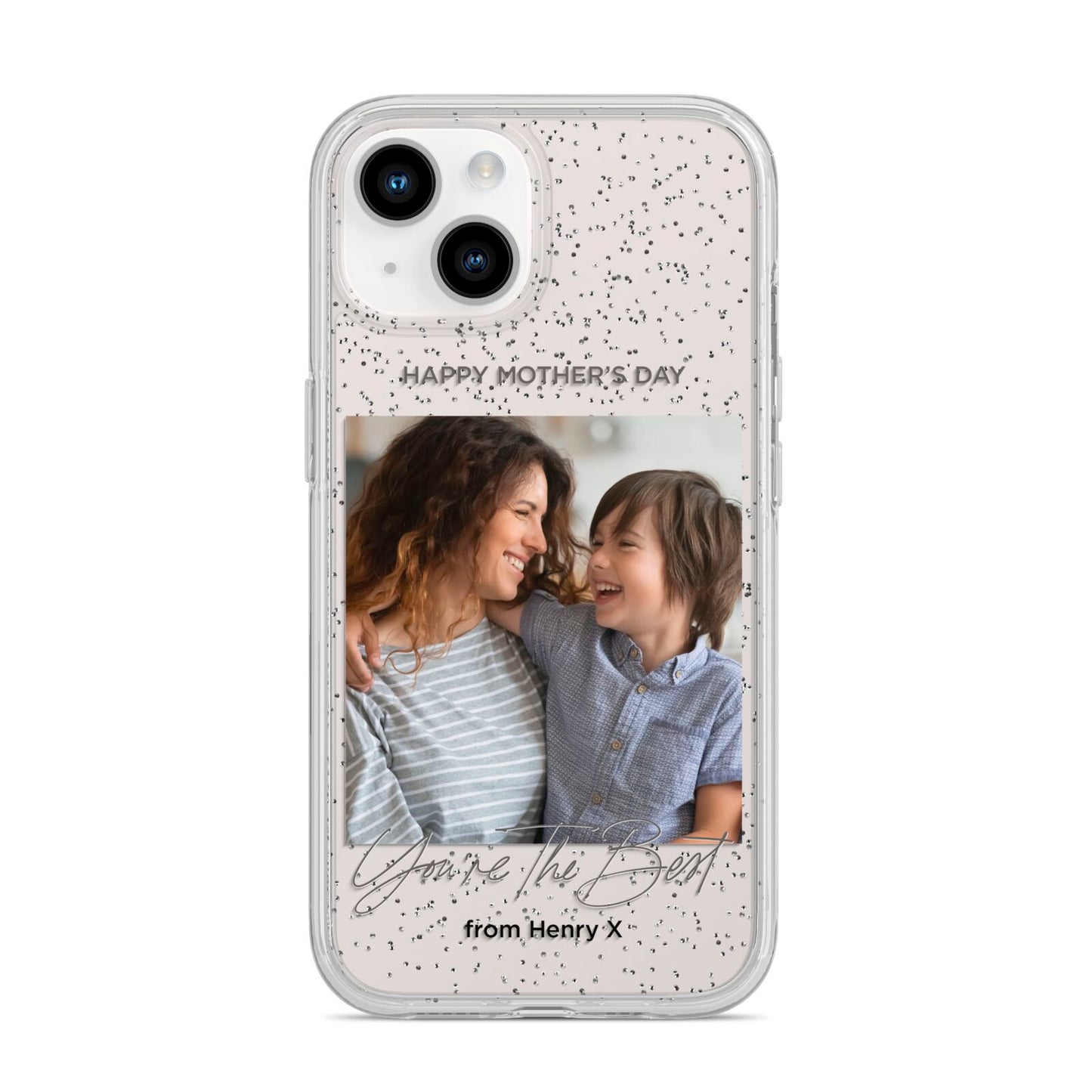 Mothers Day Photo with Name iPhone 14 Glitter Tough Case Starlight