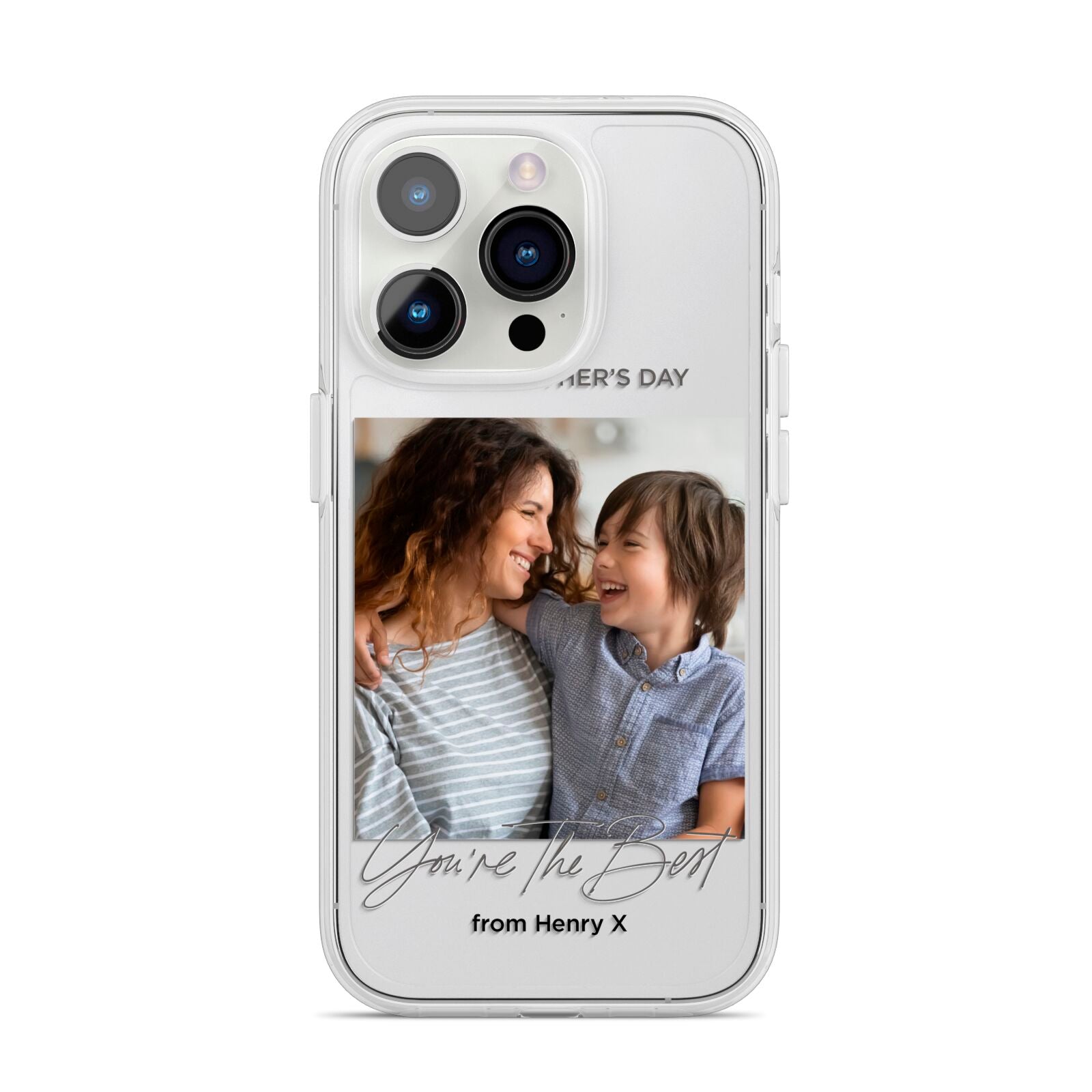 Mothers Day Photo with Name iPhone 14 Pro Clear Tough Case Silver