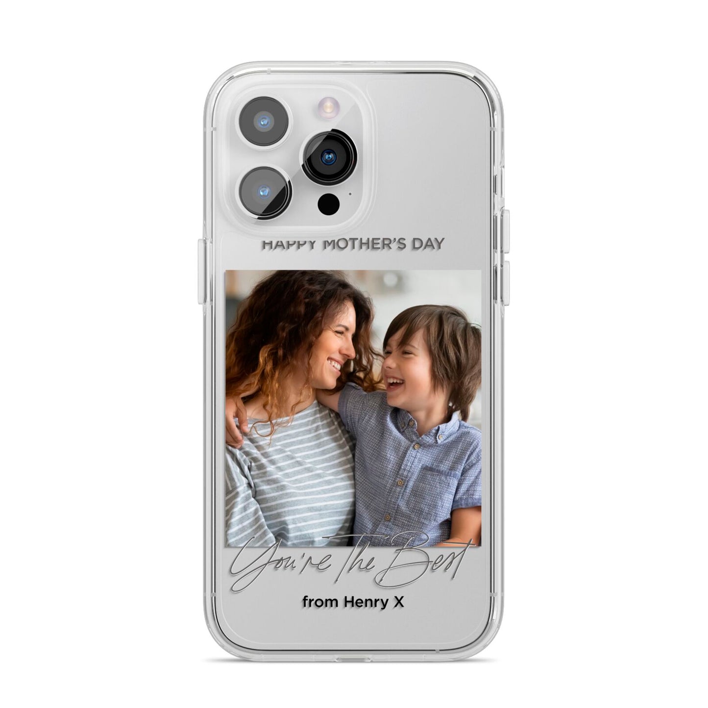 Mothers Day Photo with Name iPhone 14 Pro Max Clear Tough Case Silver