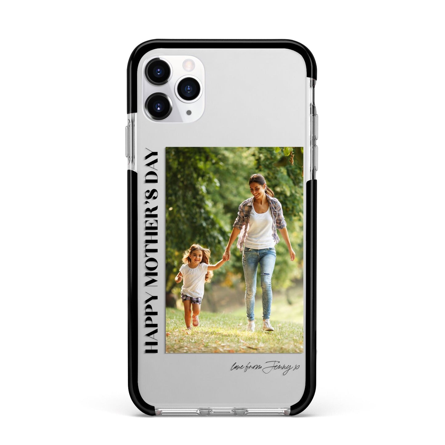 Mothers Day Photo with Text Apple iPhone 11 Pro Max in Silver with Black Impact Case