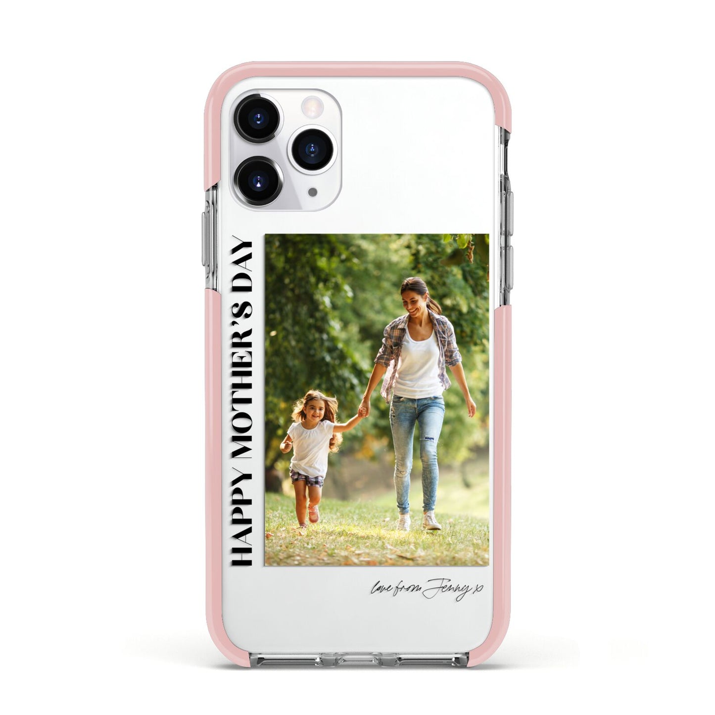 Mothers Day Photo with Text Apple iPhone 11 Pro in Silver with Pink Impact Case