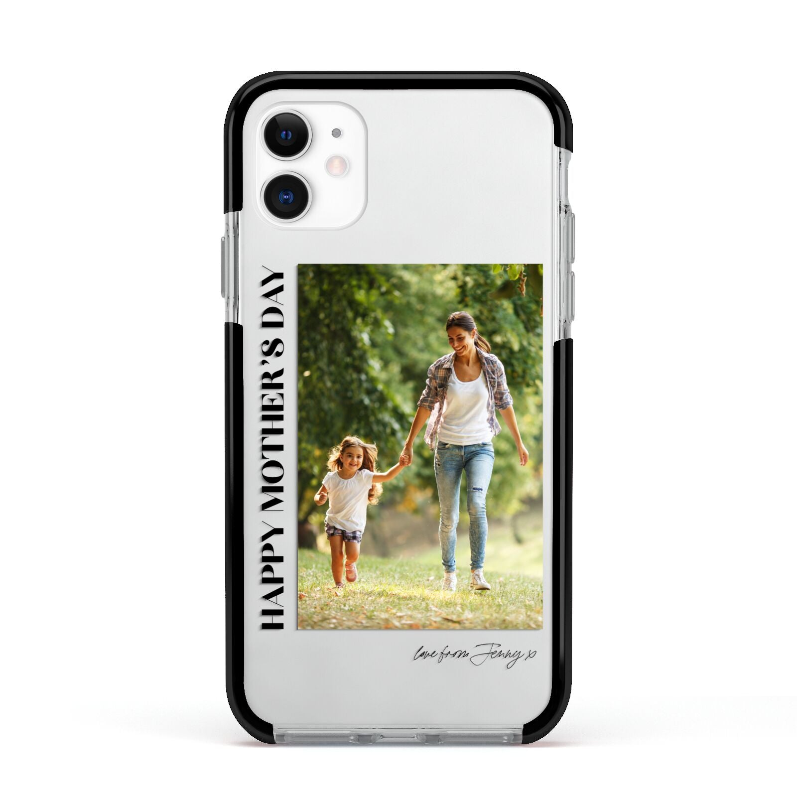 Mothers Day Photo with Text Apple iPhone 11 in White with Black Impact Case