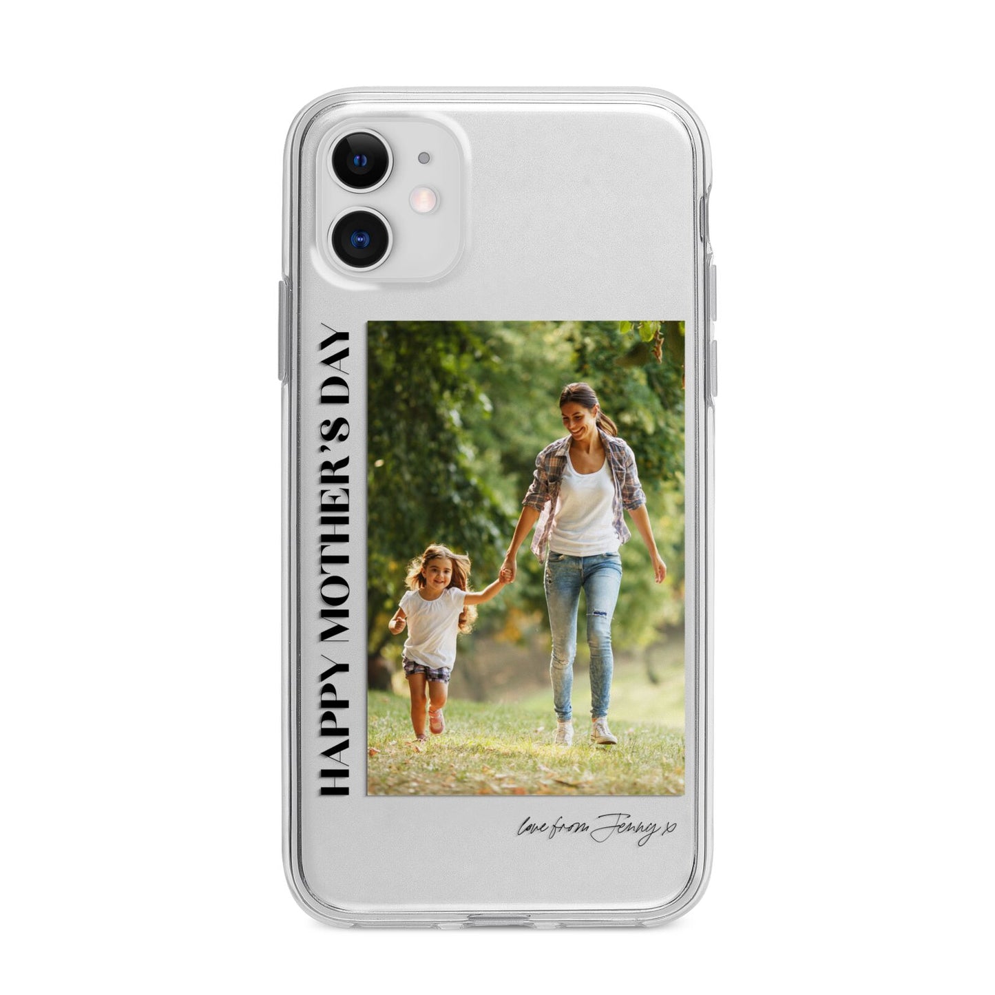 Mothers Day Photo with Text Apple iPhone 11 in White with Bumper Case