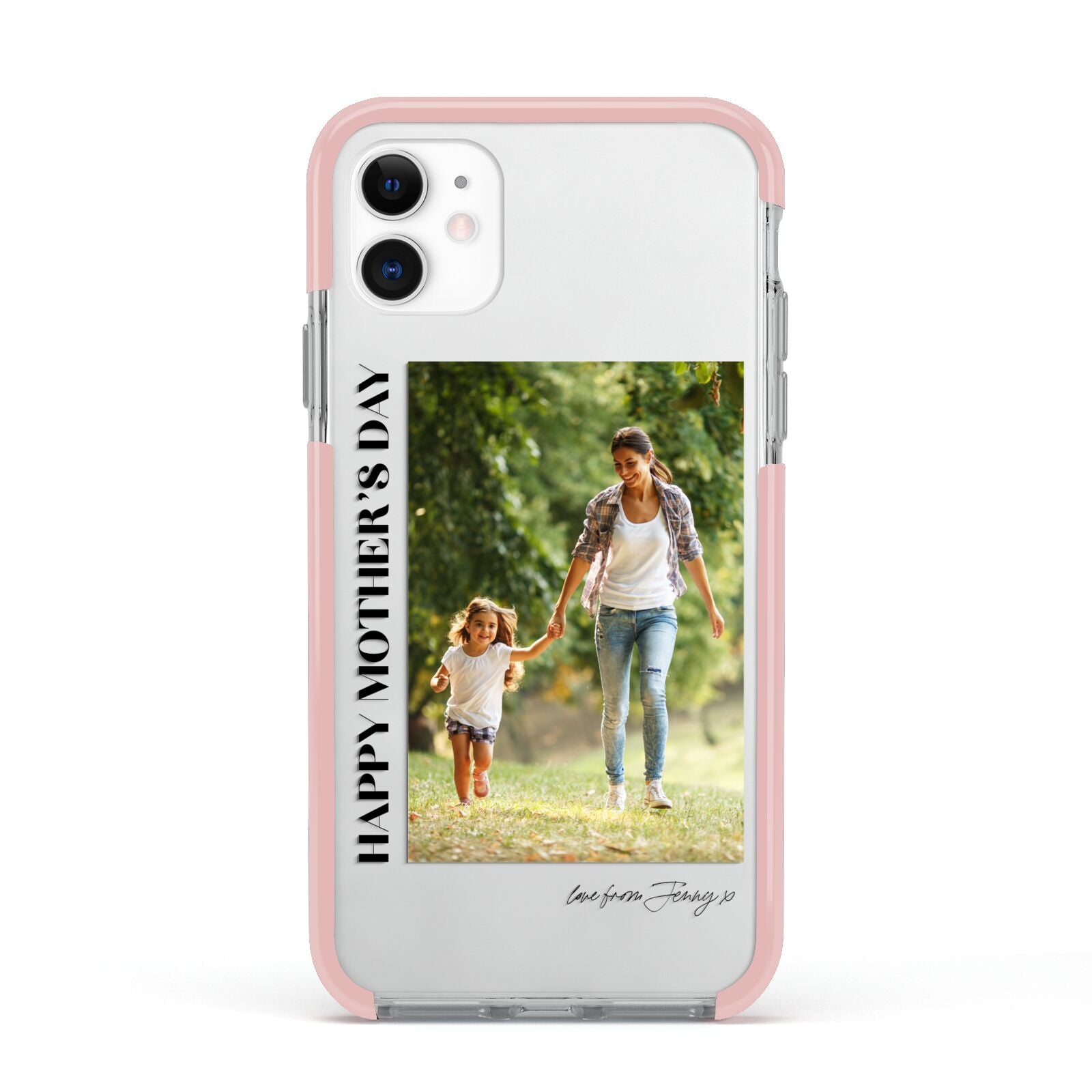 Mothers Day Photo with Text Apple iPhone 11 in White with Pink Impact Case