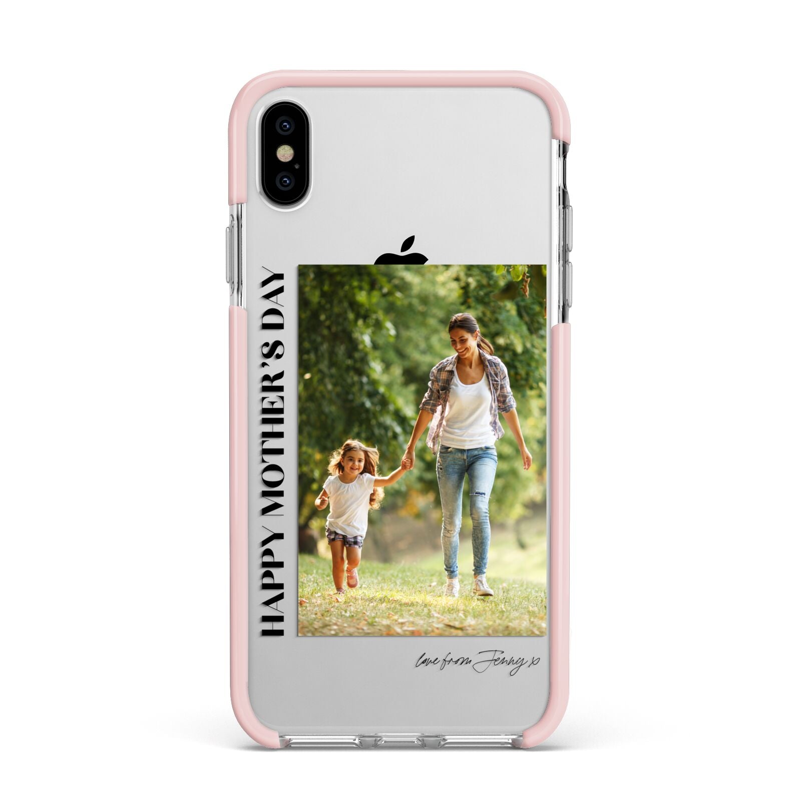 Mothers Day Photo with Text Apple iPhone Xs Max Impact Case Pink Edge on Silver Phone