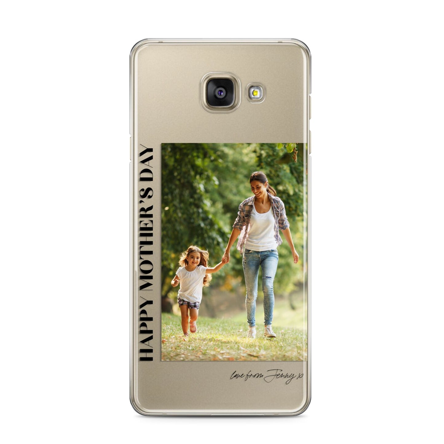 Mothers Day Photo with Text Samsung Galaxy A3 2016 Case on gold phone