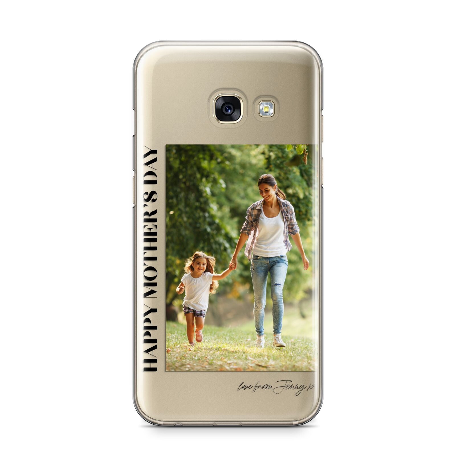 Mothers Day Photo with Text Samsung Galaxy A3 2017 Case on gold phone