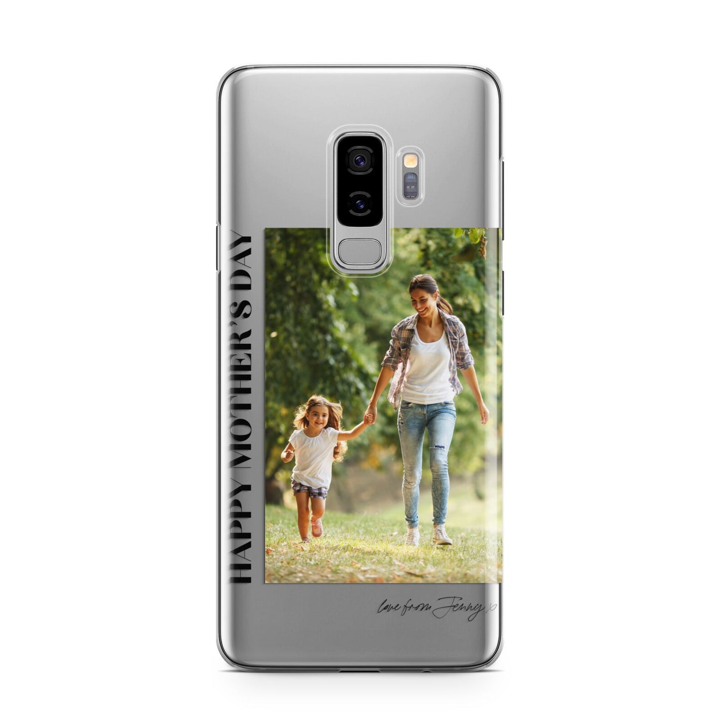 Mothers Day Photo with Text Samsung Galaxy S9 Plus Case on Silver phone