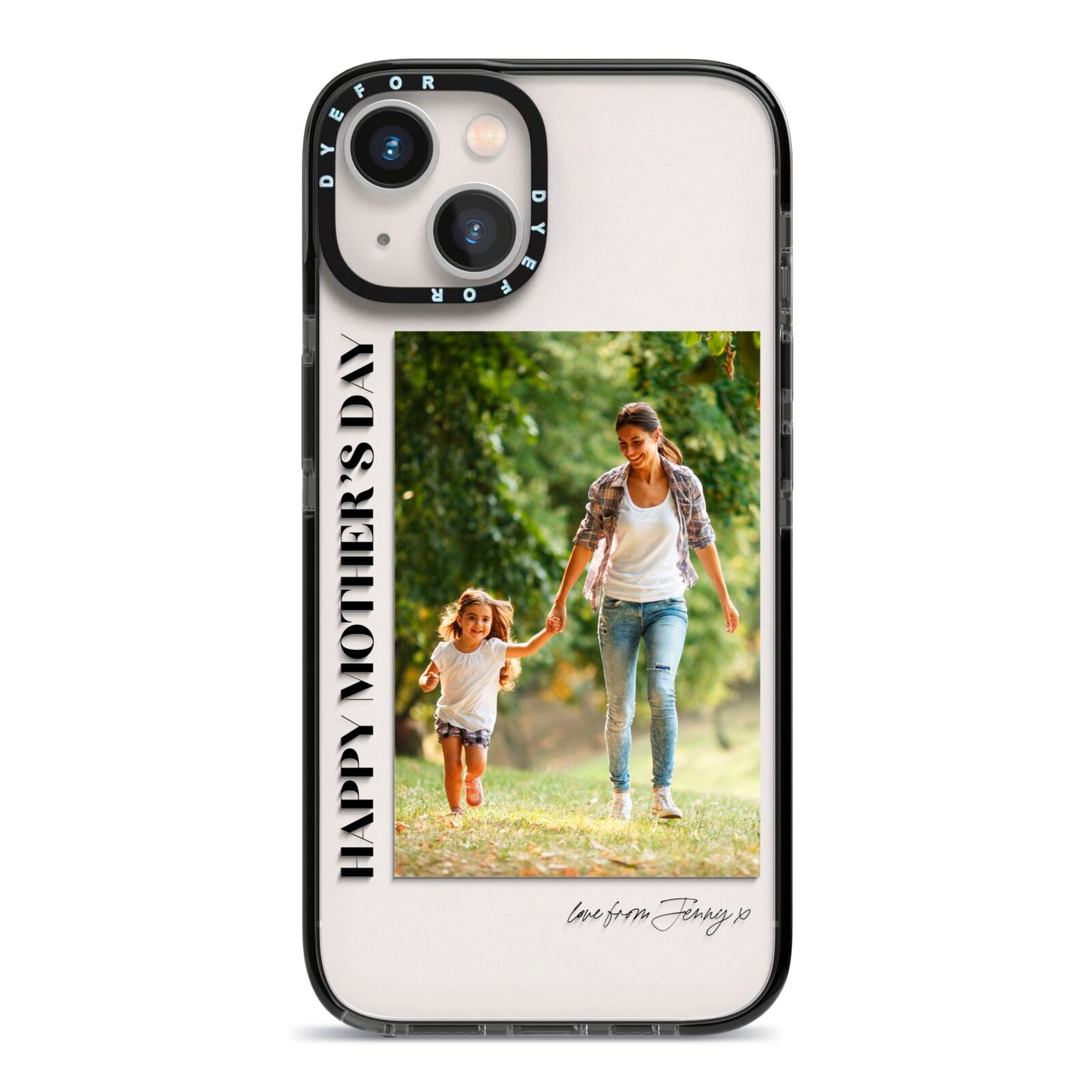 Mothers Day Photo with Text iPhone 13 Black Impact Case on Silver phone