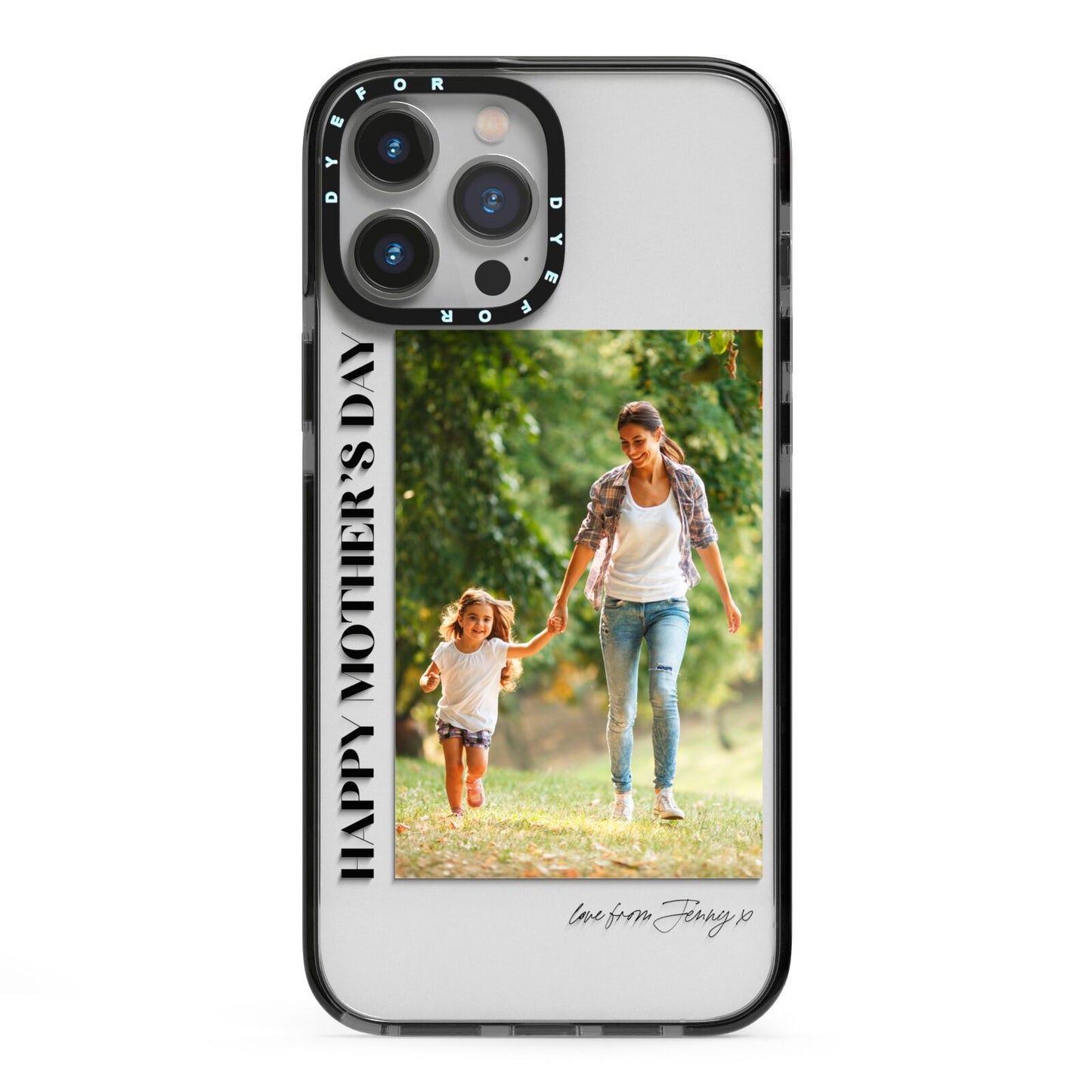 Mothers Day Photo with Text iPhone 13 Pro Max Black Impact Case on Silver phone