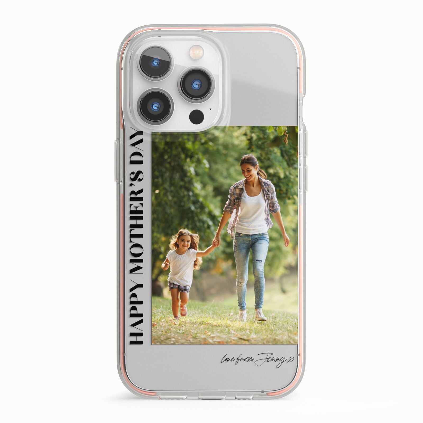 Mothers Day Photo with Text iPhone 13 Pro TPU Impact Case with Pink Edges