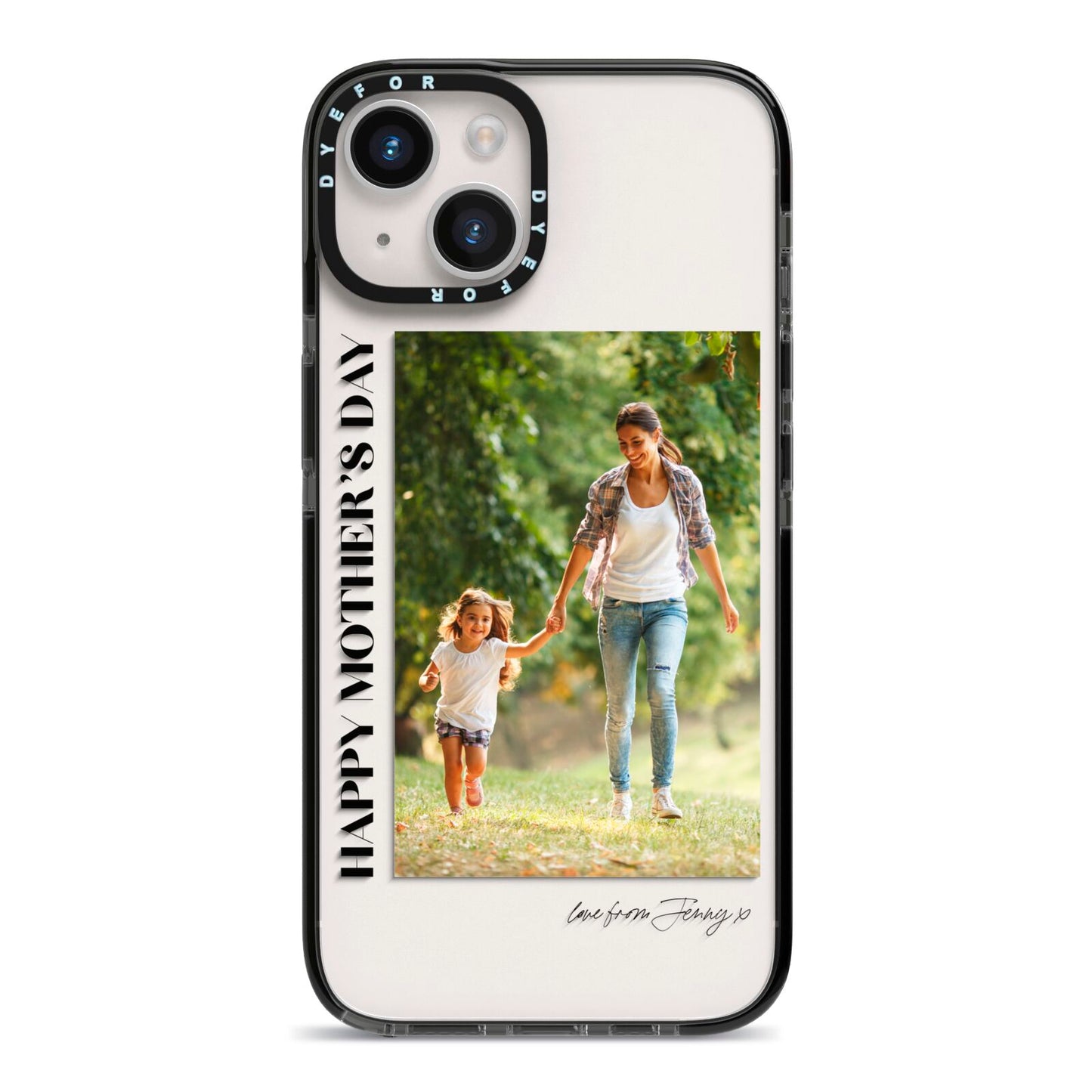 Mothers Day Photo with Text iPhone 14 Black Impact Case on Silver phone