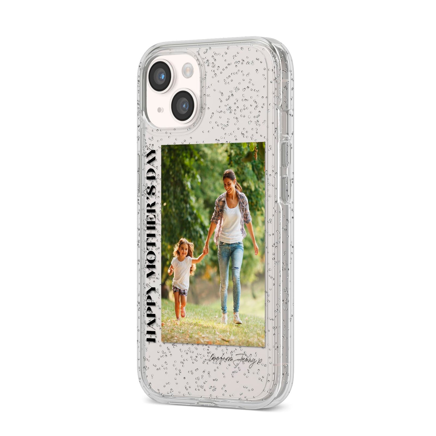 Mothers Day Photo with Text iPhone 14 Glitter Tough Case Starlight Angled Image