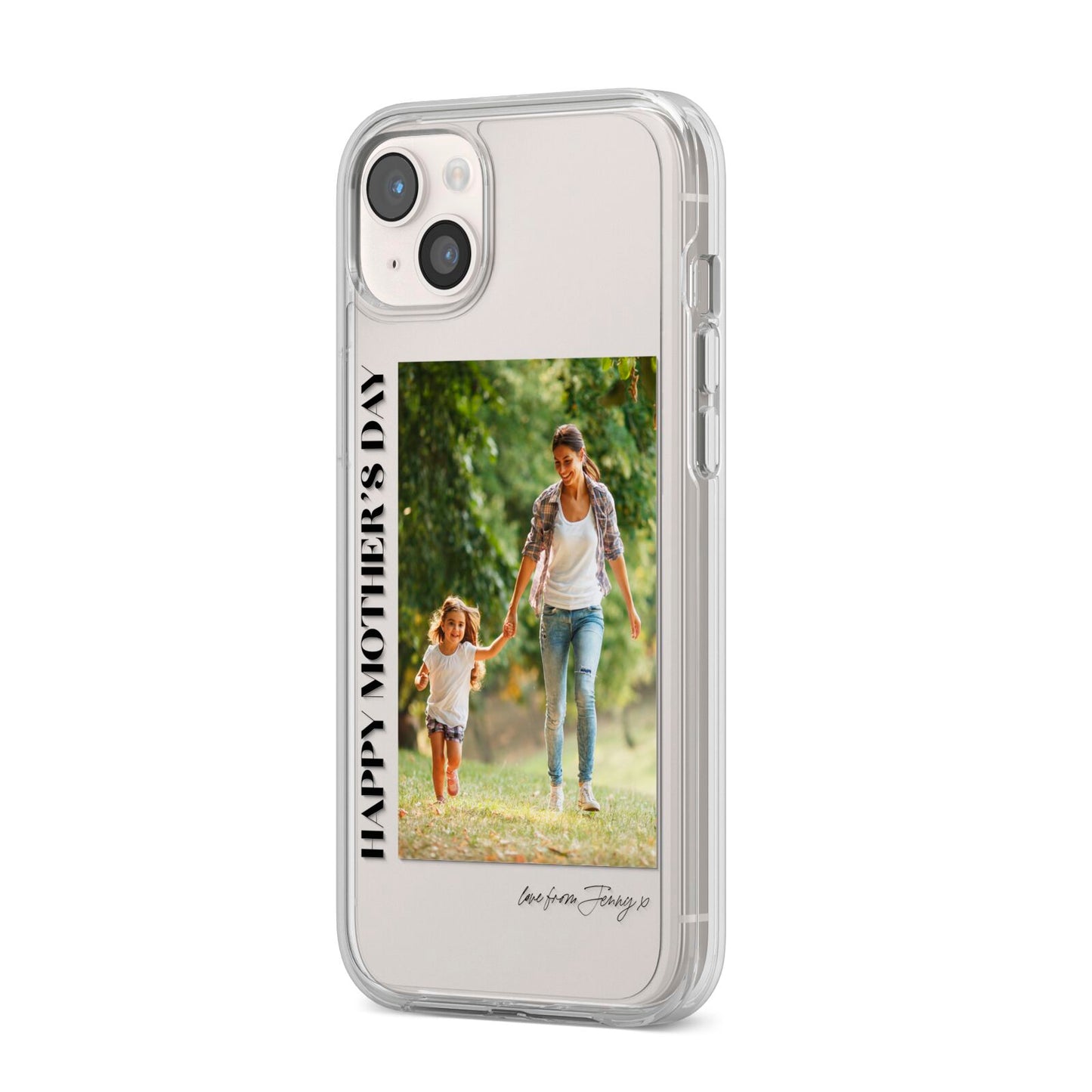 Mothers Day Photo with Text iPhone 14 Plus Clear Tough Case Starlight Angled Image