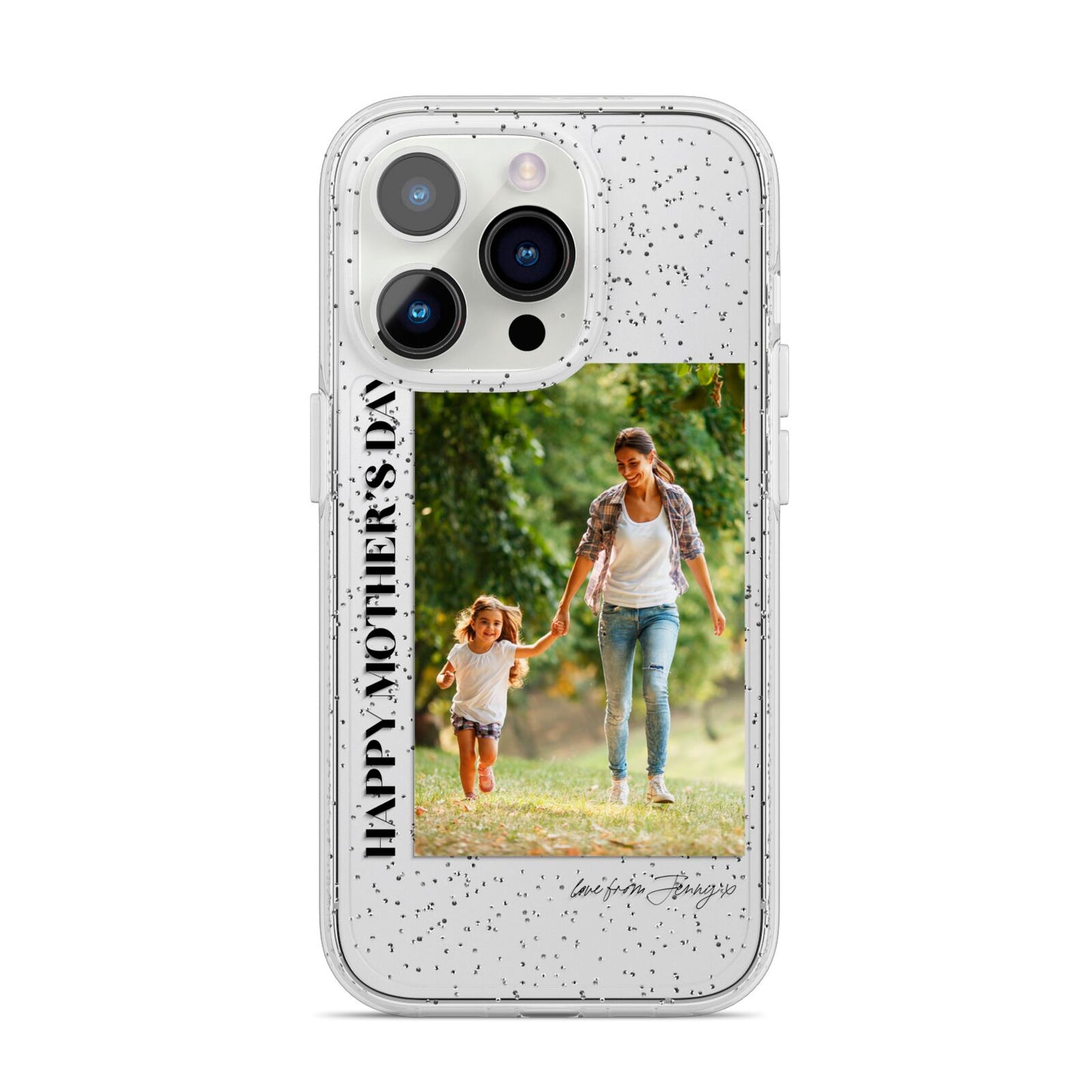 Mothers Day Photo with Text iPhone 14 Pro Glitter Tough Case Silver