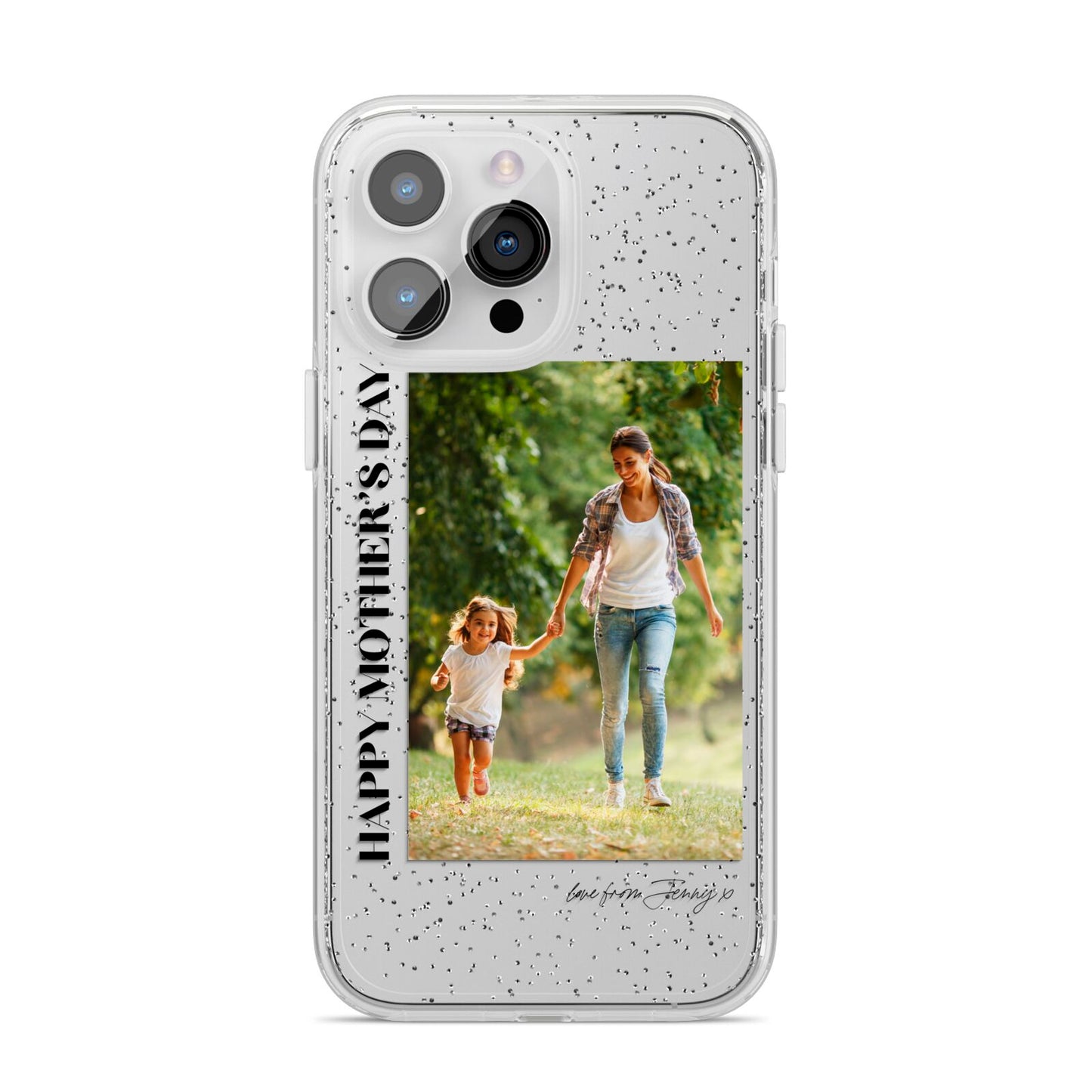 Mothers Day Photo with Text iPhone 14 Pro Max Glitter Tough Case Silver