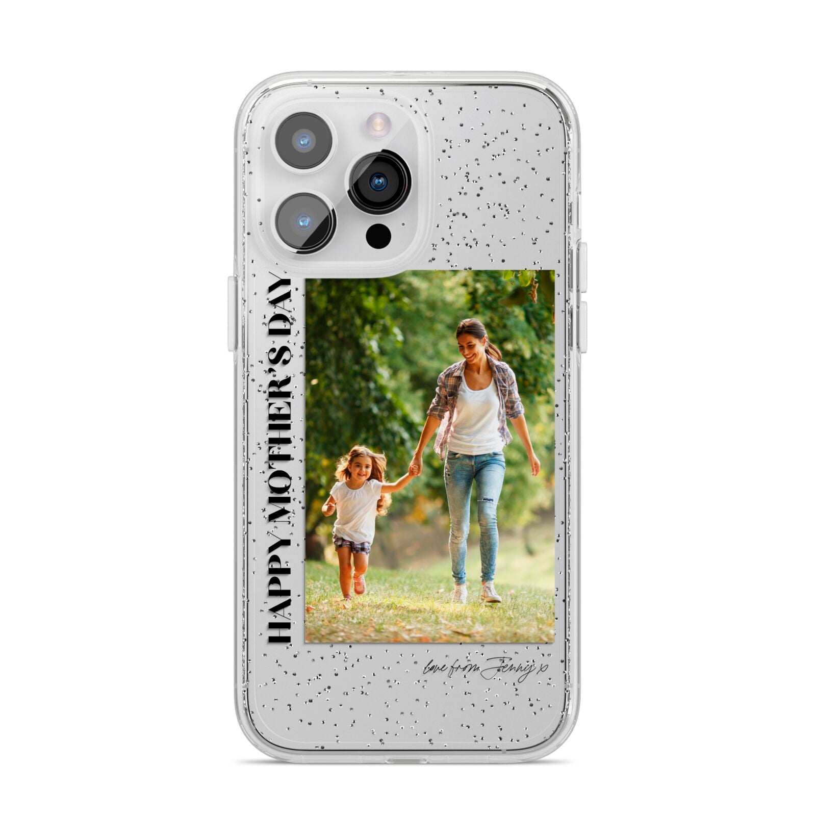 Mothers Day Photo with Text iPhone 14 Pro Max Glitter Tough Case Silver